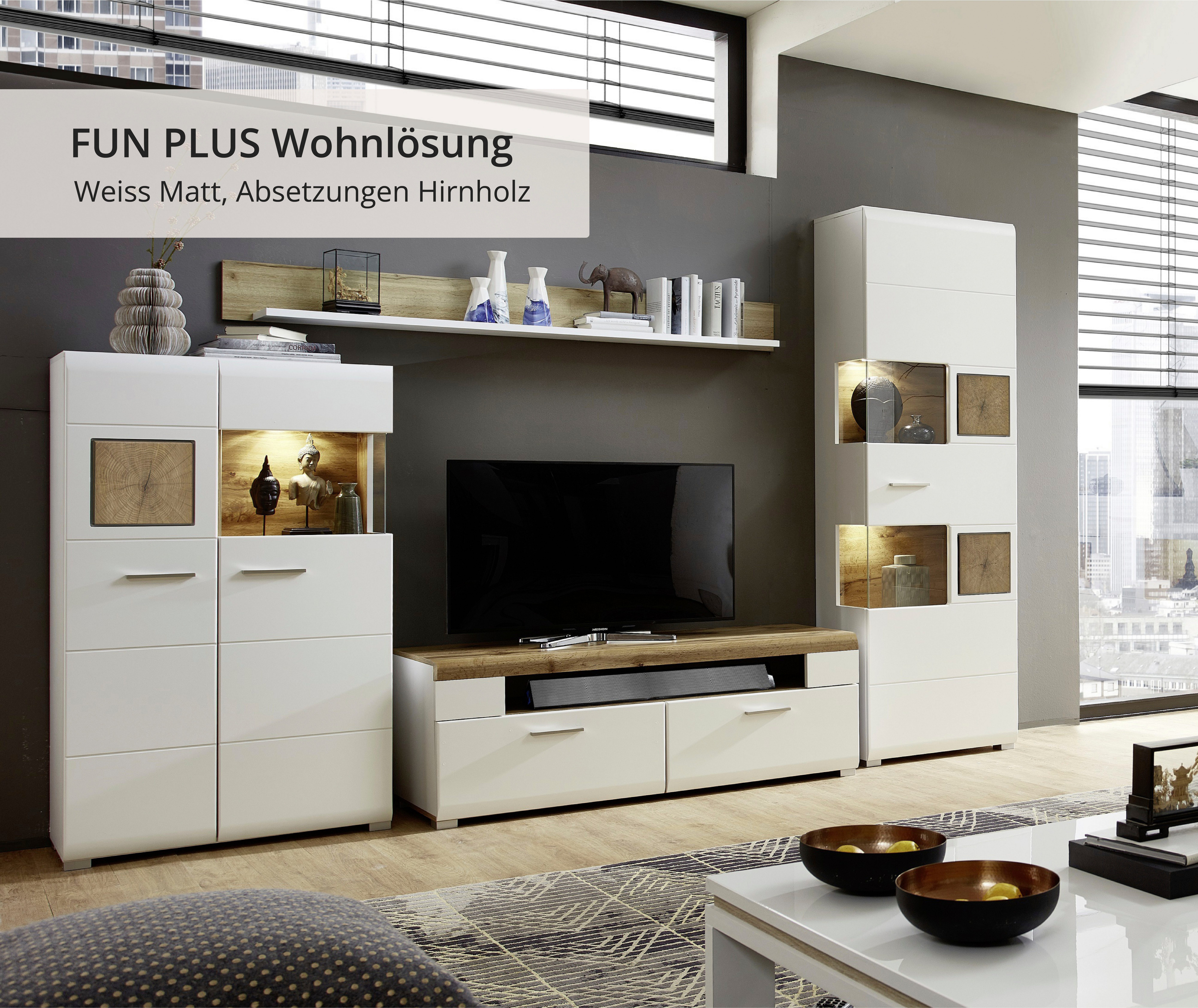 Innostyle Wohnwand FUN PLUS, (4-St), inkl. LED-Beleuchtung