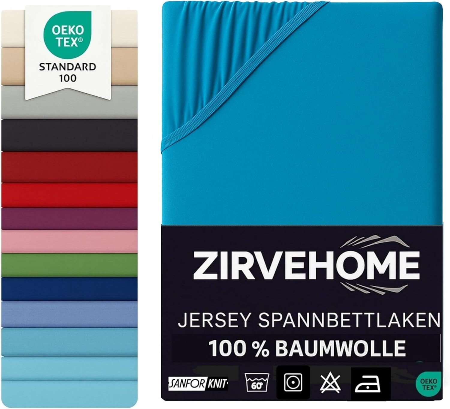 ZIRVEHOME Spannbettlaken Spannbettlaken, Jersey, Gummizug: Rundumgummi, (1 Stück), Spannbettlaken Boxspringbett 180x200 - 200x220 cm. Petrol