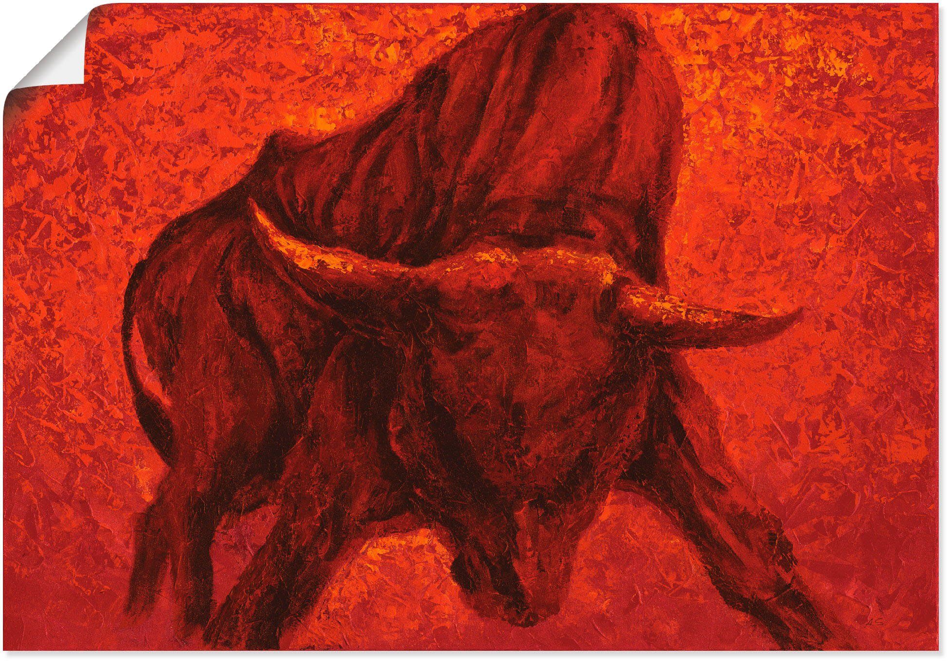 Artland Wandbild Wildtiere (1 versch. Alubild, oder als Poster Leinwandbild, Größen in Wandaufkleber Katalanischer St), Stier