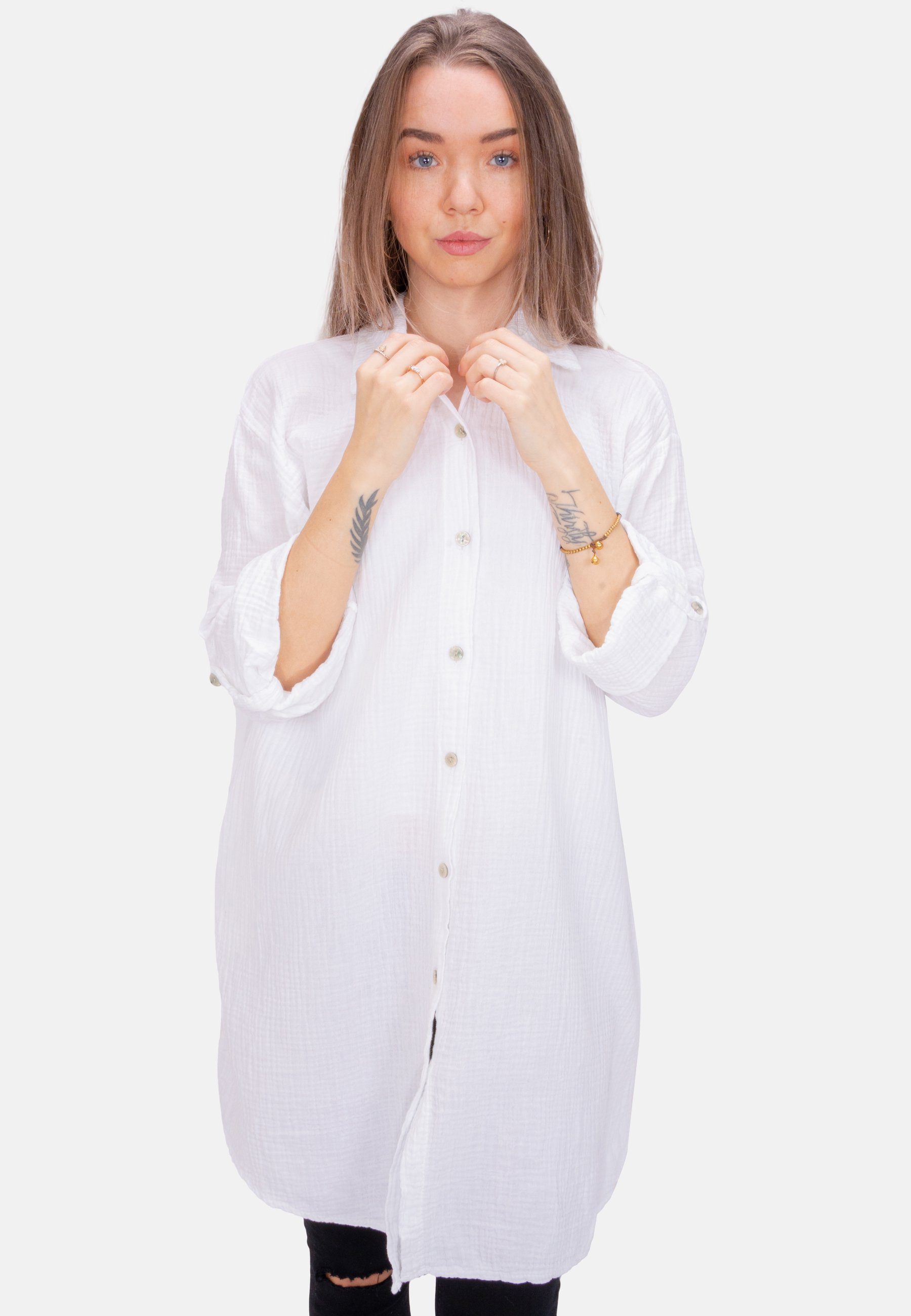 Seasons of April Hemdbluse Oversized Musselinbluse günstig online kaufen