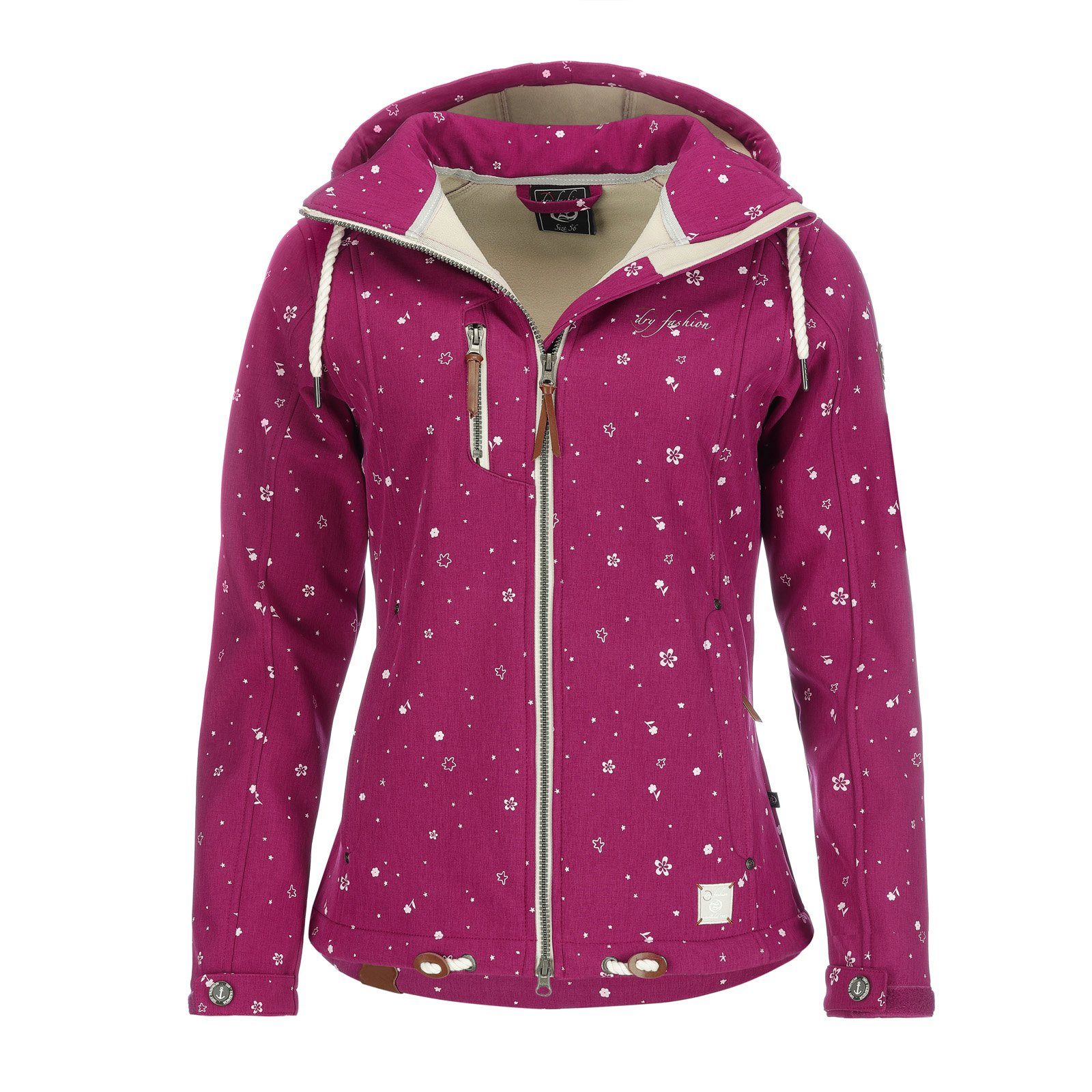 Dry Fashion Softshelljacke Niebüll Damen Outdoor Jacke Niebüll mit verstellbarer und abnehmbarer Kapuze – Bild 2 von 5