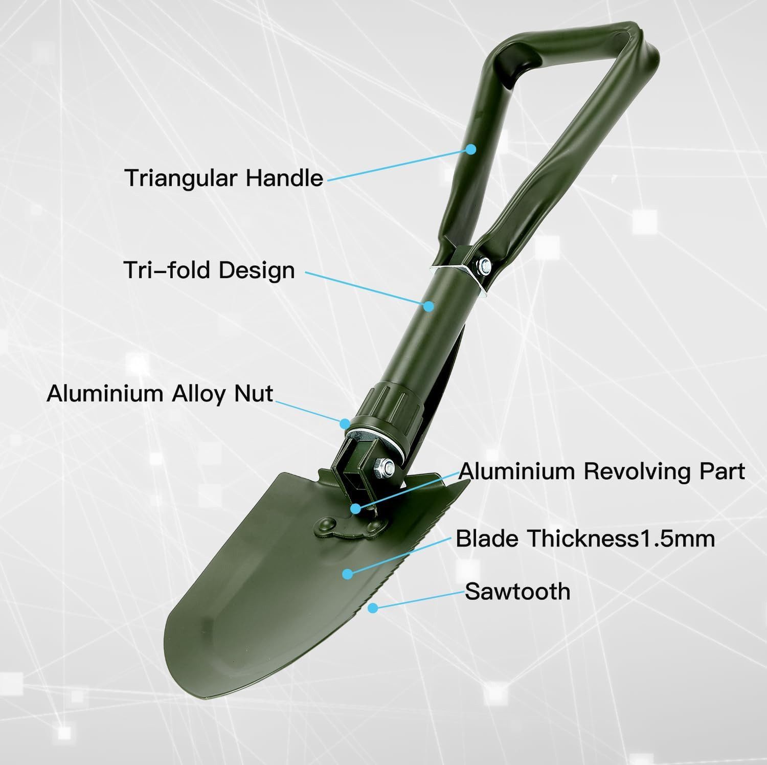 FELIXLEO Spaten Klappspaten 48cm Camping Klappbar Carbonstahl Schaufel, (1-St)