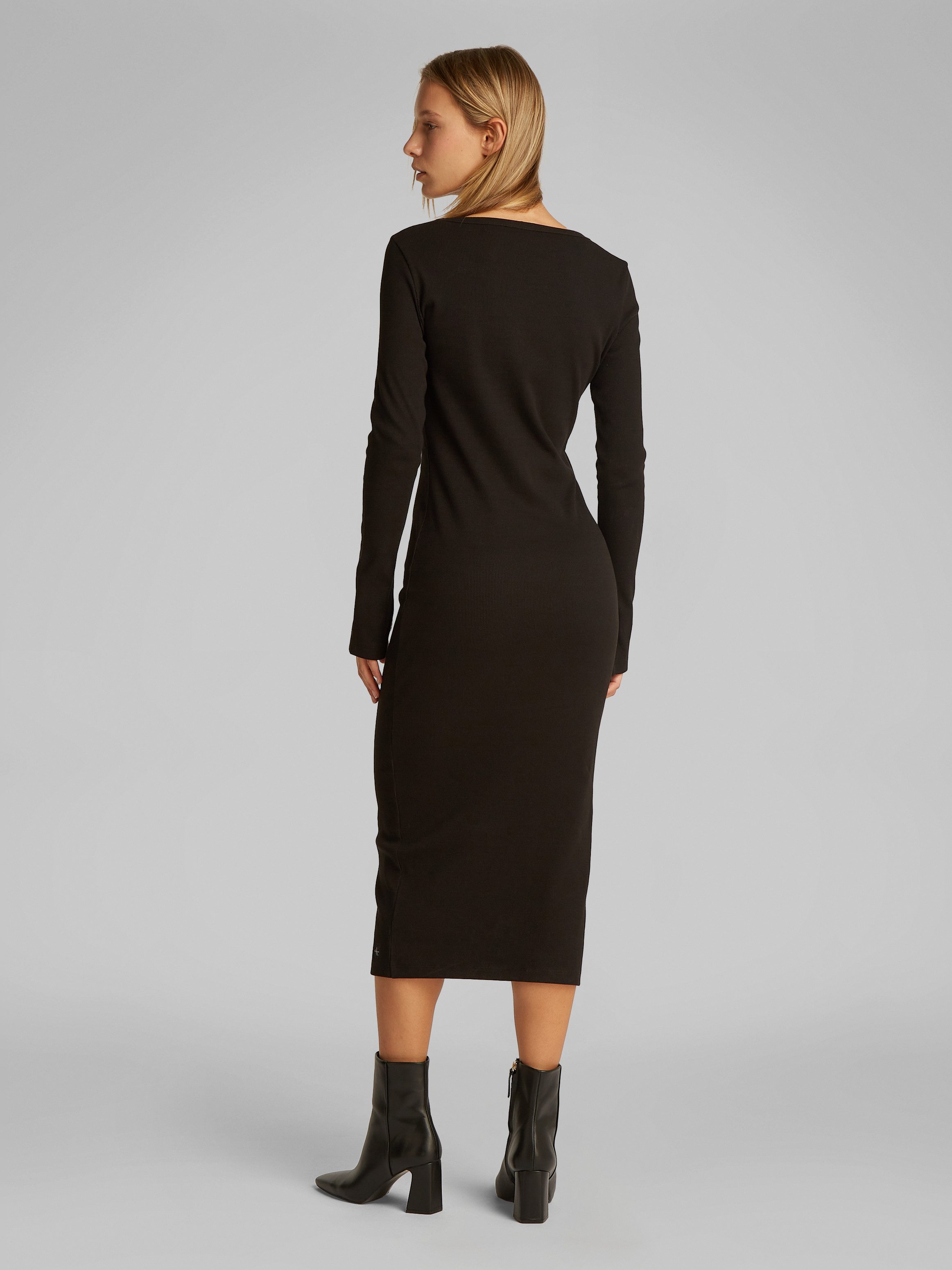 Calvin Klein Jeans Maxikleid WOVEN LABEL LS RIB DRESS mit Logodruck günstig online kaufen