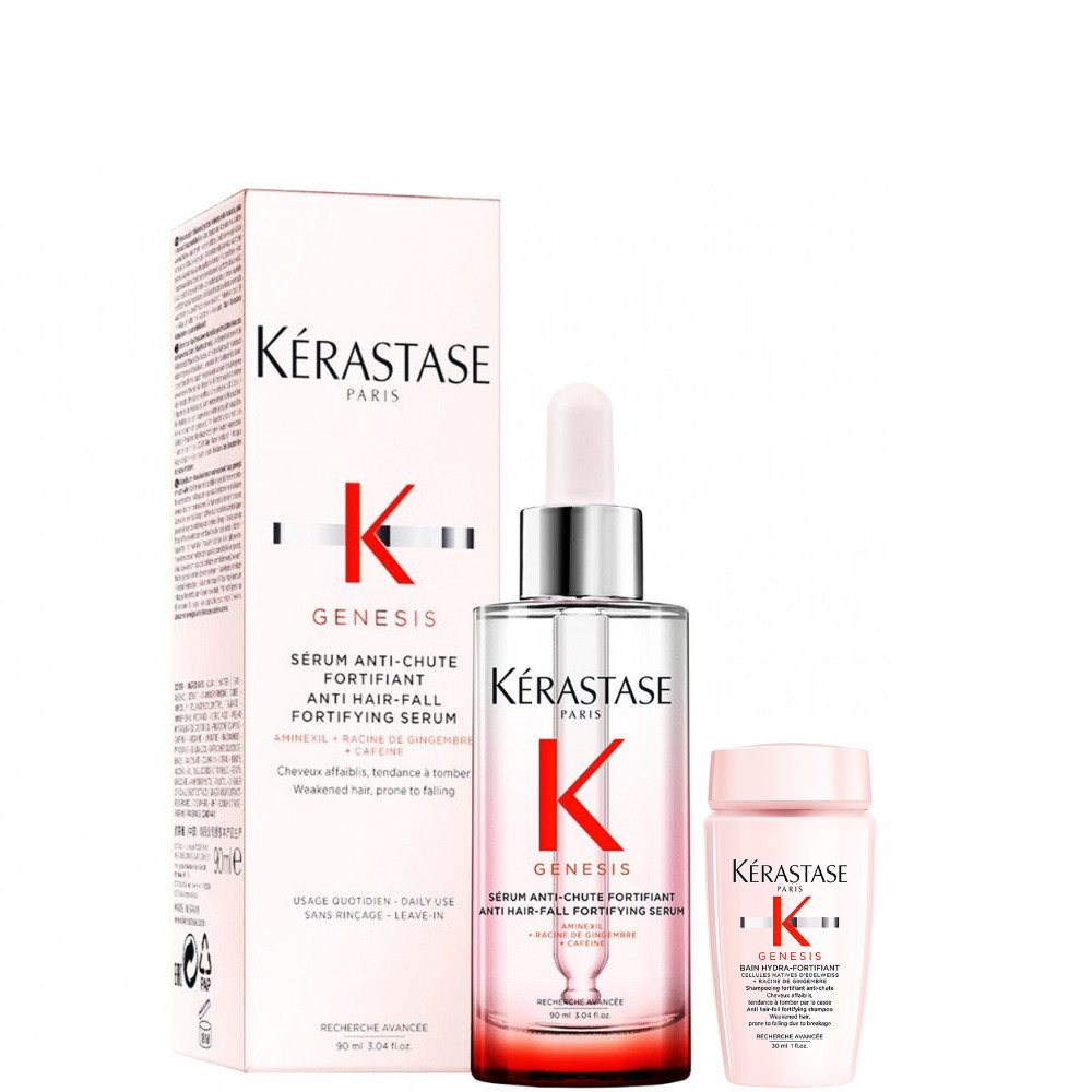 Kérastase Haarpflege-Set Genesis Serum 90 ml + Bain Hydra-Fortifiant 30 ml, 2-tlg., Anti-Haarverlust Pflege Duo