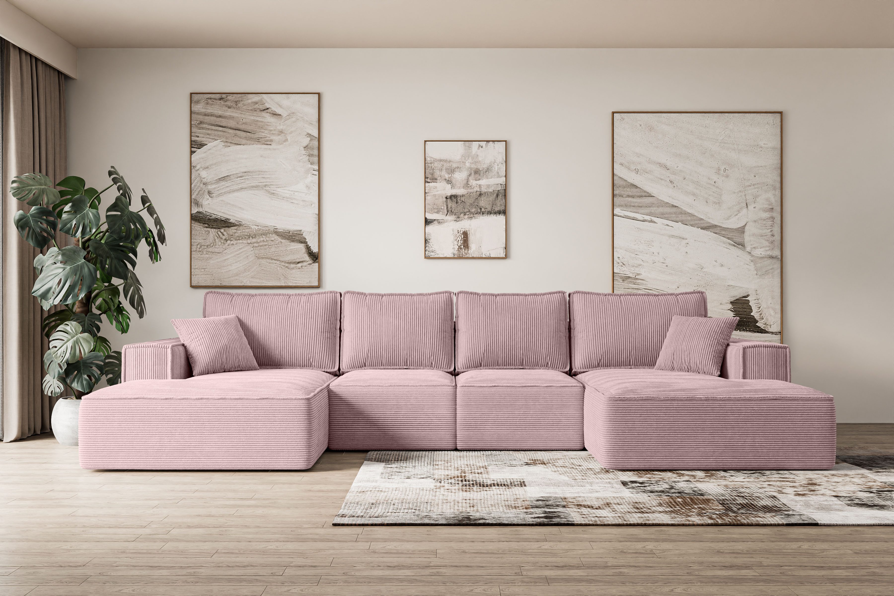 ALTDECOR Wohnlandschaft SIERRA-U-S, Couch mit Schlaffunktion, Wohnzimmer - Wohnlandschaft, Corner Sofa Bett Eckcouch Couch L-Form Schlafcouch Ausziehbar
