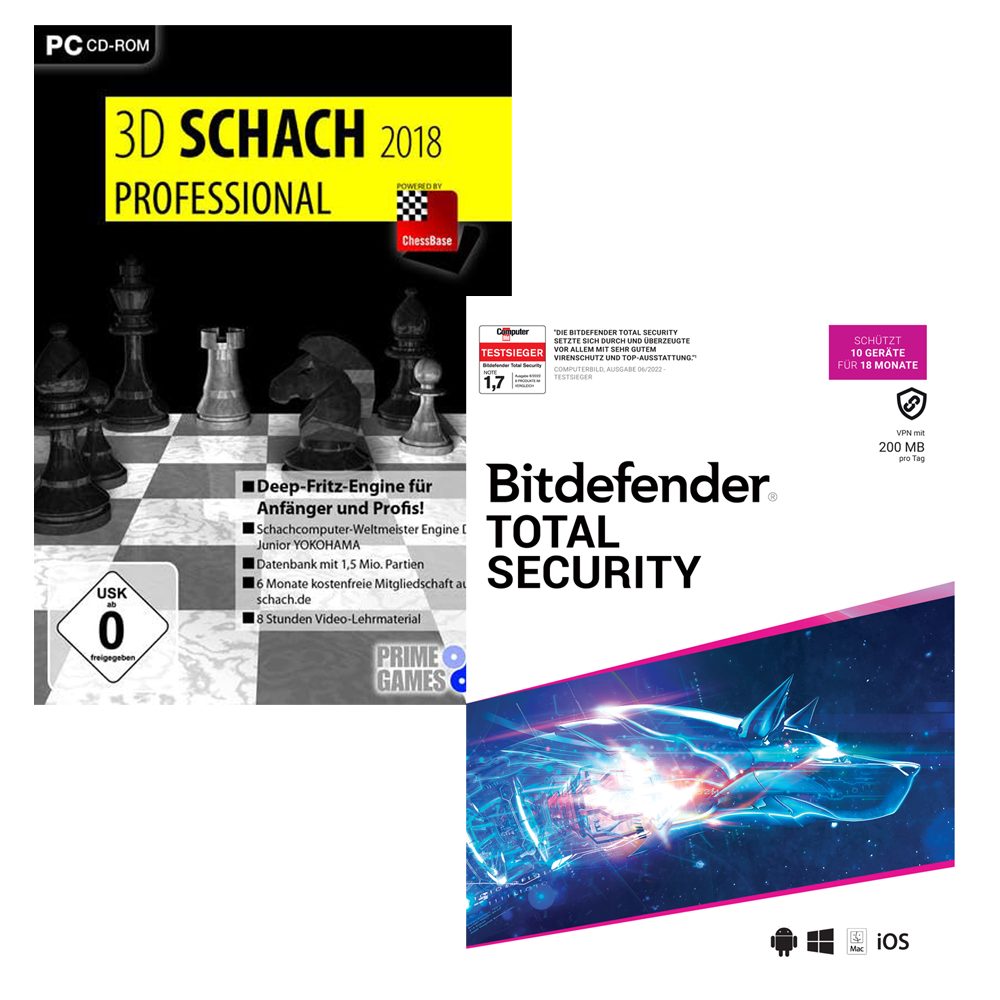 Bitdefender Total Security 10 Geräte / 18 Monate + 3D Schach Pro 2018
