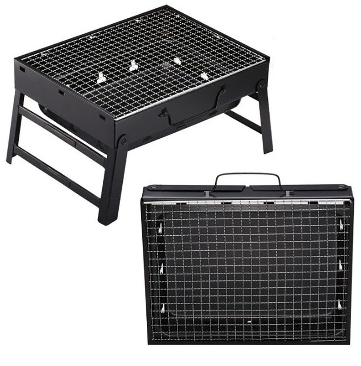 BAYLI Holzkohlegrill 2er Set Holzkohlegrill Tragbar, 35x27x20 cm Klappgrill, tragbarer