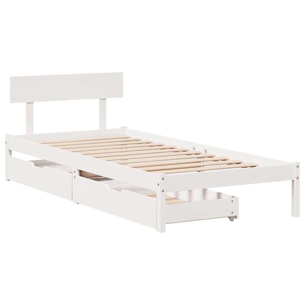 vidaXL Bett Massivholzbett ohne Matratze Weiß 90x190 cm Kiefernholz