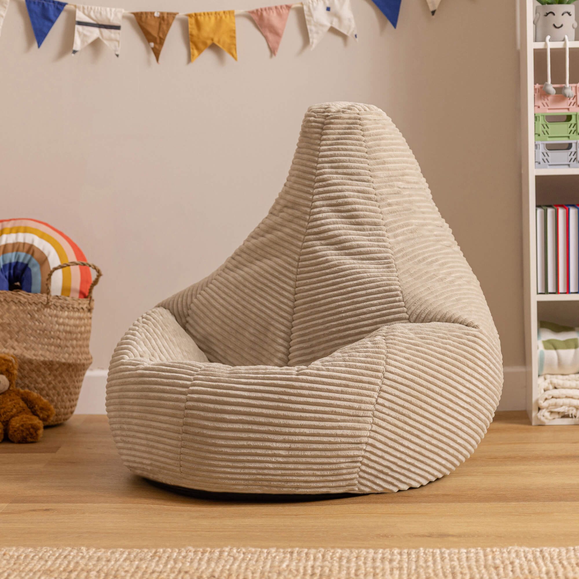 icon Sitzsack Kinder Sessel aus Cord Flauschig „Dalton", 69x59x65cm, Made in Germany, für Kinderzimmer, mit Füllung