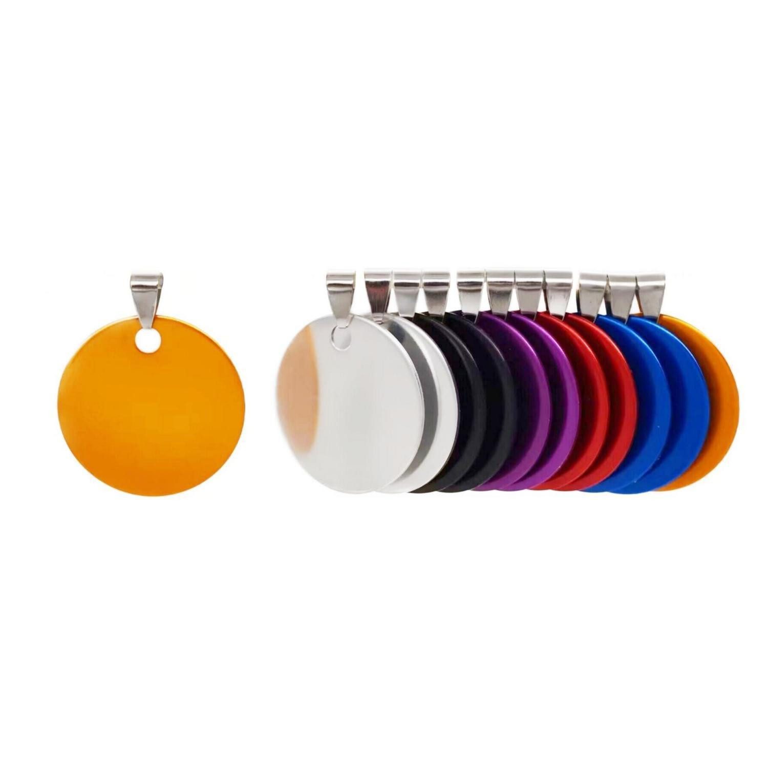LuxusKollektion Dog Tag Anhänger Alu Erkennungsmarken rund 3cm 30 Stk