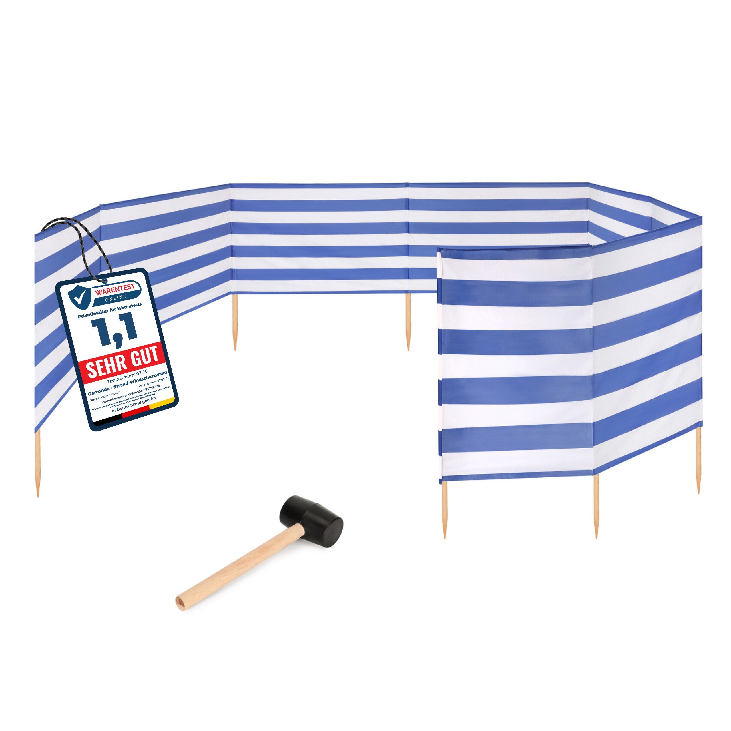 Garronda Windschutz Strand Sichtschutz 12m lang mit Gummihammer Garten Meer GAEX001