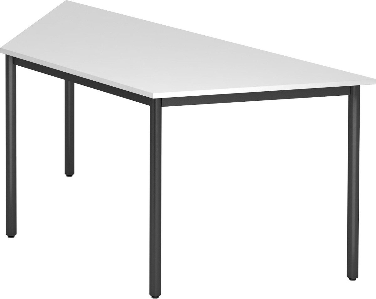 HAMMERBACHER Konferenztisch Trapeztisch Rundfuß 160x69cm Weiß/Schwarz