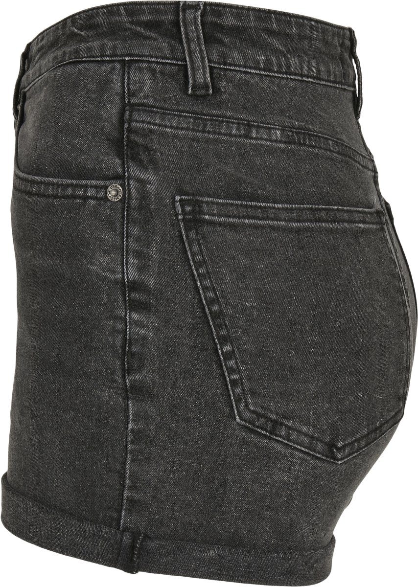 URBAN CLASSICS Stoffhose Damen Ladies stone washed 5 Shorts Pocket black (1-tlg)
