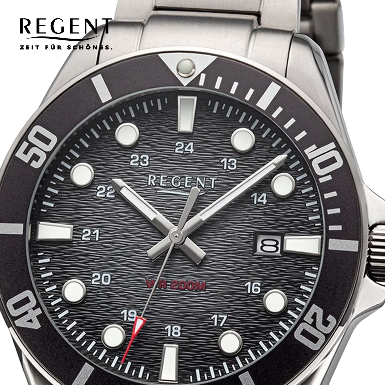 Regent Quarzuhr Regent Herrenuhr Titan-Armbanduhr Analog, (Analoguhr), Herrenuhr rund, groß (ca. 40mm) Metallarmband, Elegant-Style