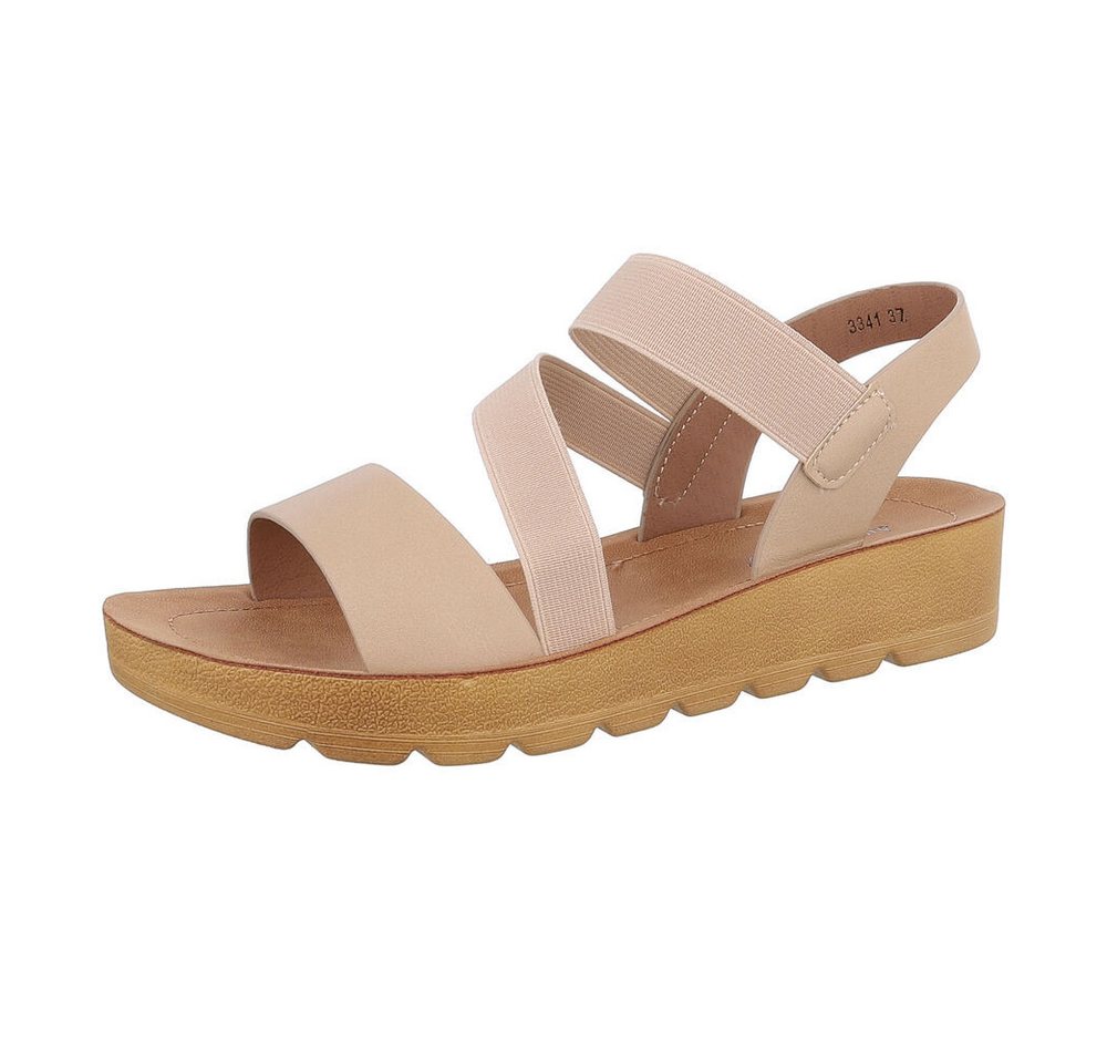 Ital-Design Damen Freizeit Riemchensandalette (86345244) Keilabsatz/Wedge Keilsandaletten in Beige