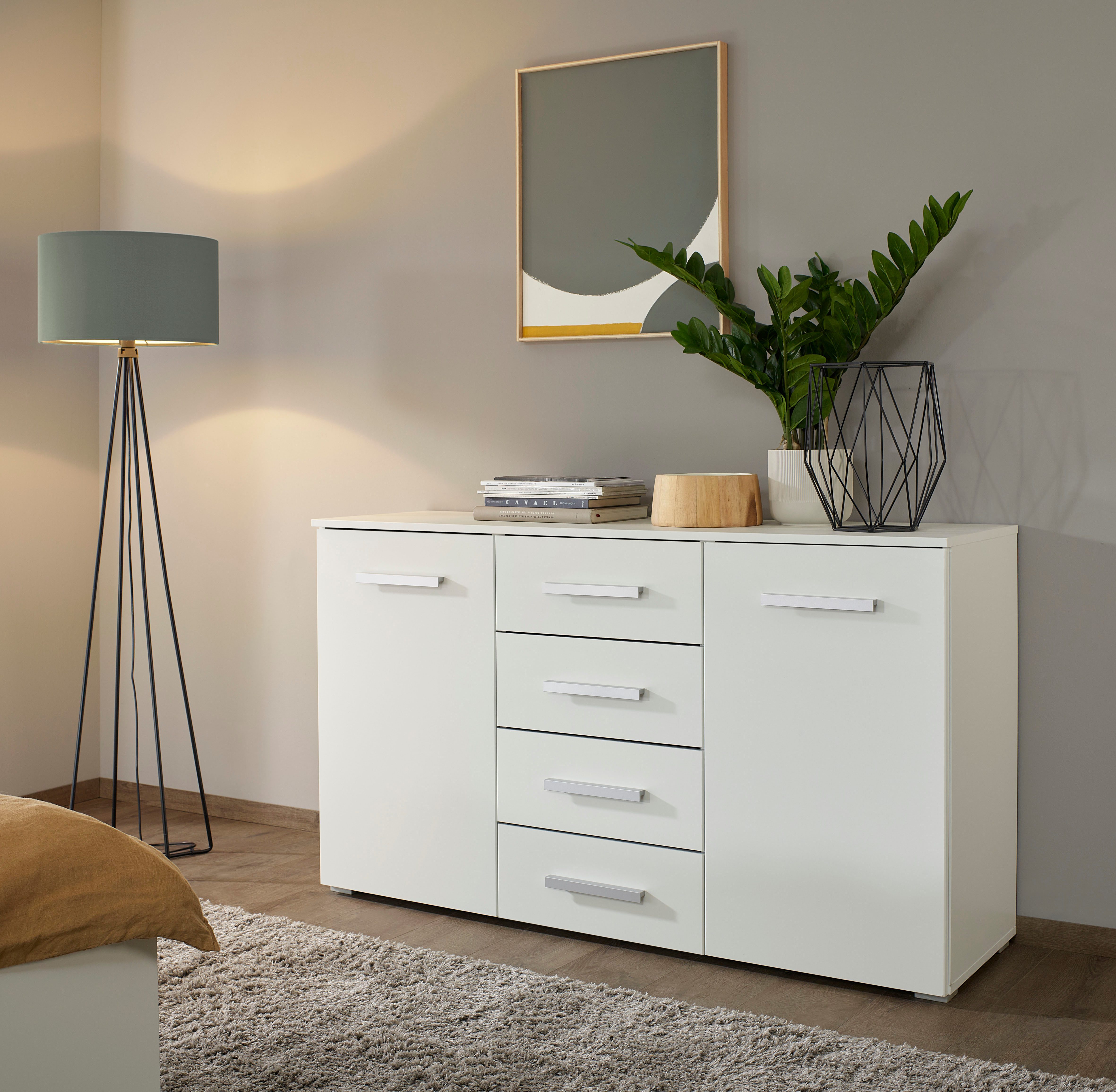 OTTO home Schubkastenkommode Kommode Sideboard Schubladenkommode Schlafzimmerkommode KOLUNA (Breite 120 cm mit moderner Dekorfront), vier große Schubladen, mit insgesamt 4 Einlegeböden MADE IN GERMANY