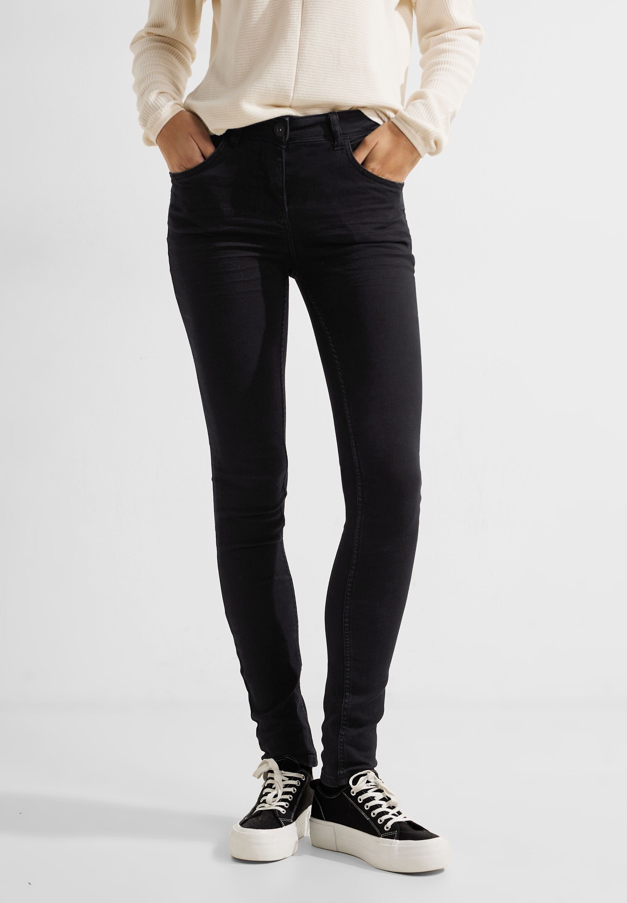 Cecil Slim-fit-Jeans Slim Fit Leichter dunkle Waschung Jeans Vicky Glanz, Style