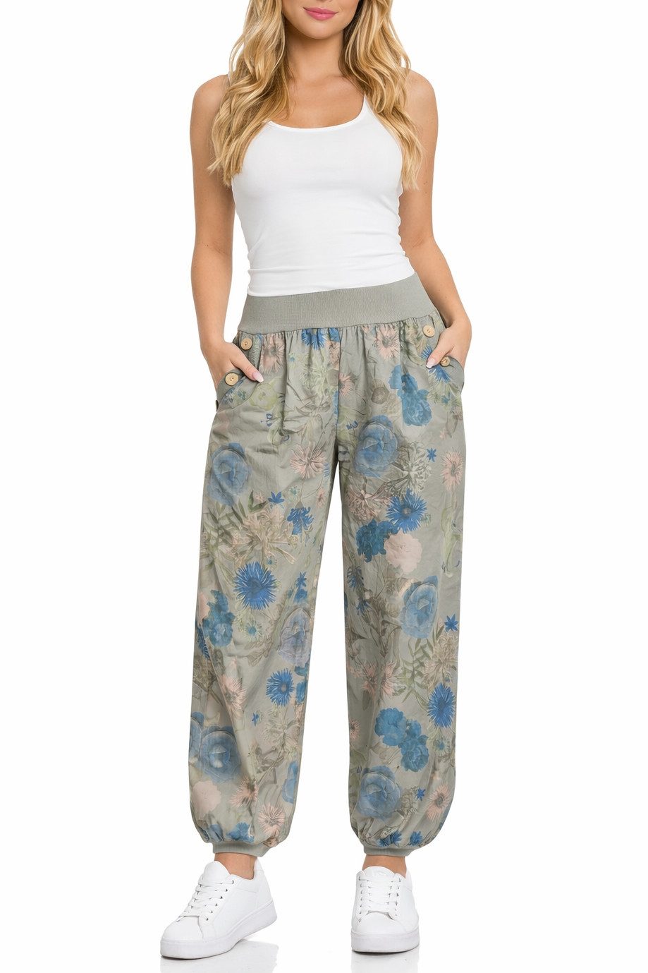 Mississhop Haremshose Baumwollhose Damenhose Aladinhose Blumenprint Sommerhose M. 277 (1-tlg)