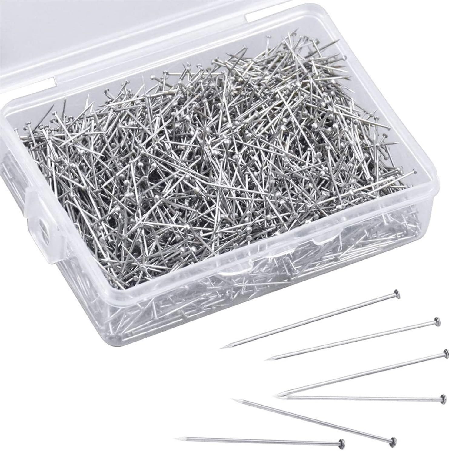 Bastelfreund® Stecknadeln 1500 Stk. 13 mm Pins in praktischer Box - Basteln Nähen Pinnwand, Set 1 St., 1500 Stk. Insgesamt, Rostfrei / in praktischer Box