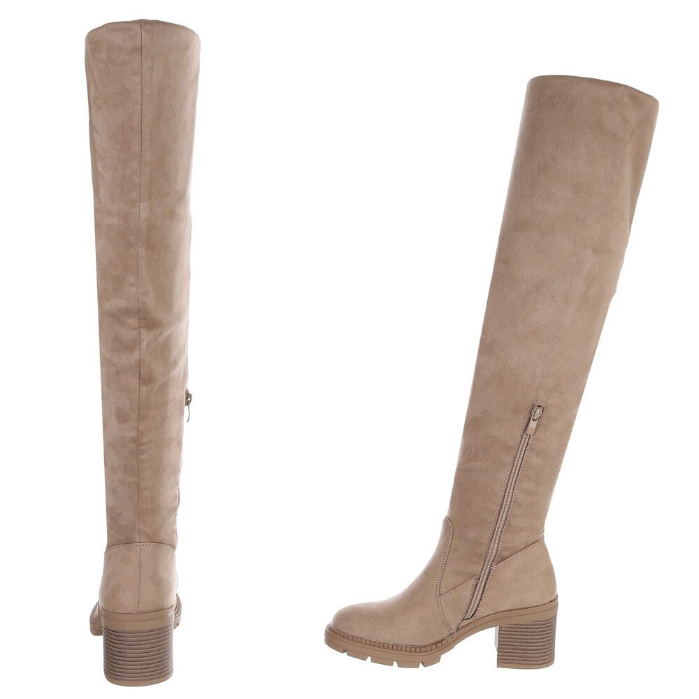 Ital-Design Eleganter Overkneestiefel mit Blockabsatz für Damen Overkneestiefel (90827522) Blockabsatz Stiefel in Hellbraun
