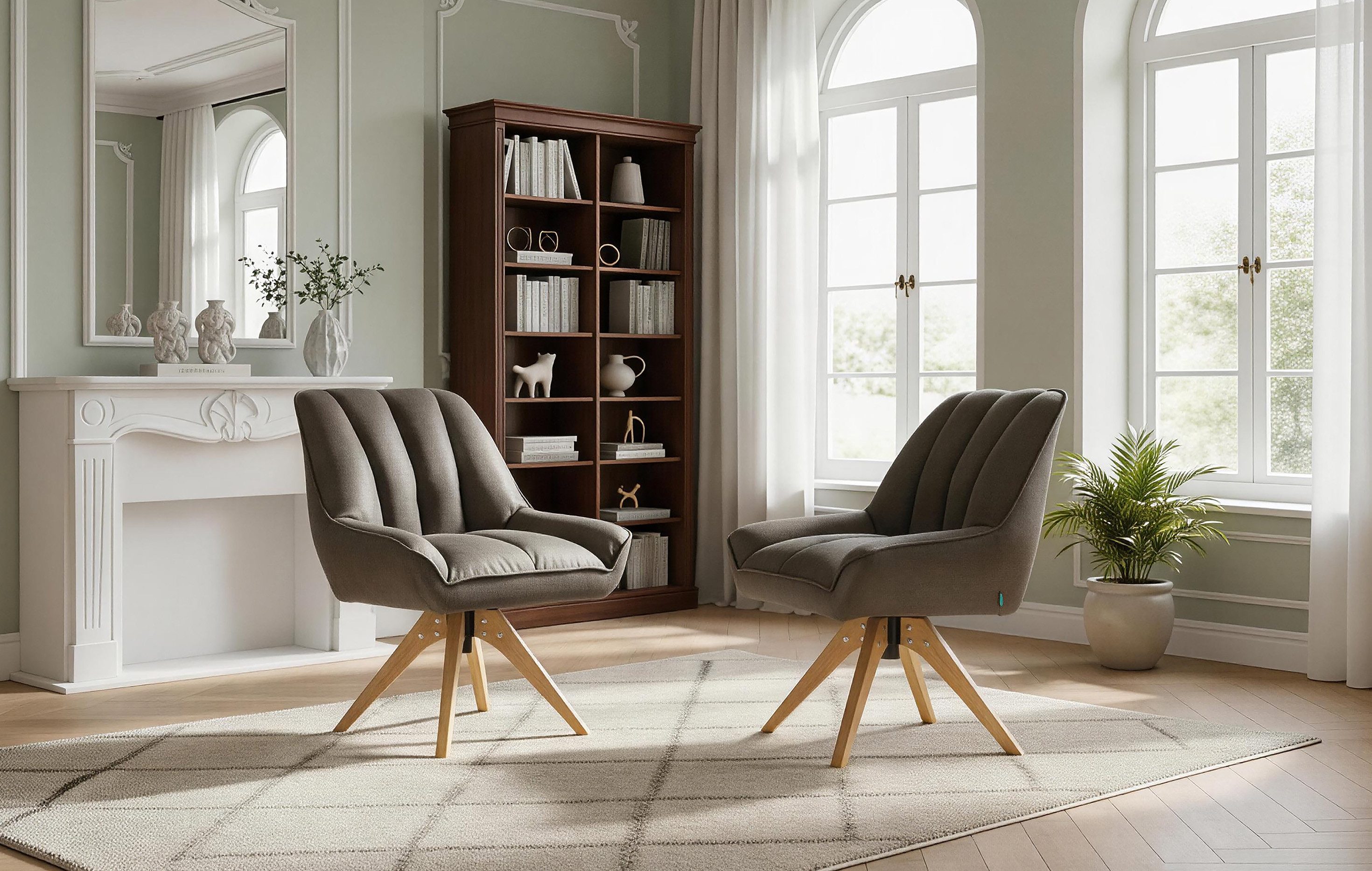 DUBI Möbel Polsterstuhl Mika-Lio (2 St), Federkern, Eiche geölt, 360° drehbar