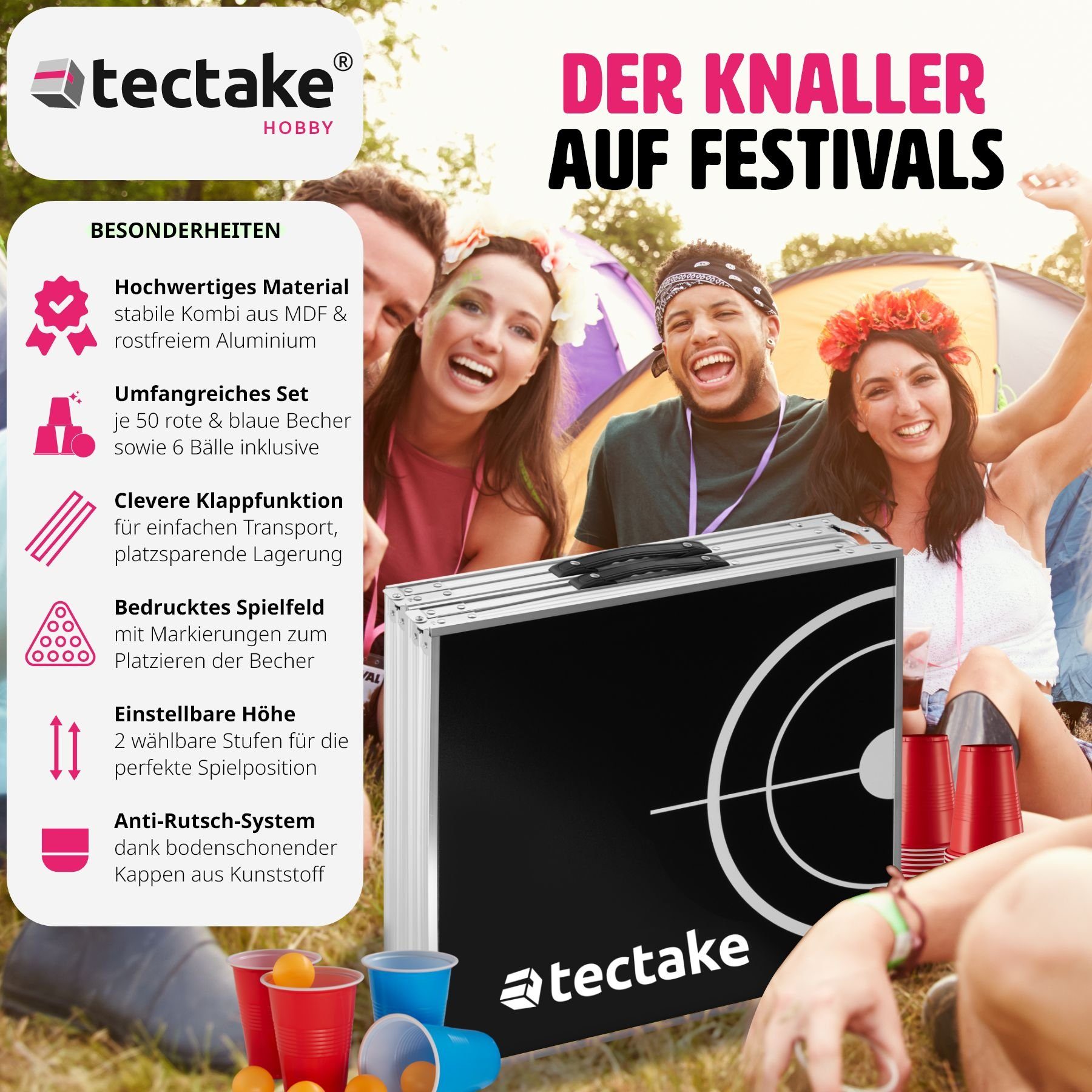 tectake Spieltisch Bierpong-Tisch, aus Aluminium günstig online kaufen