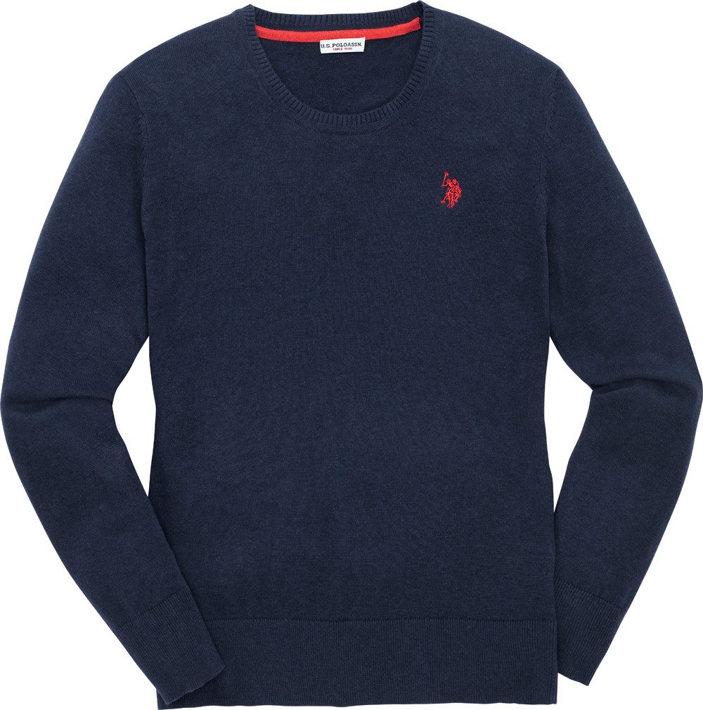 US Polo Assn. Rundhalspullover Perfekte Passform mit Bündchen-Abschluss