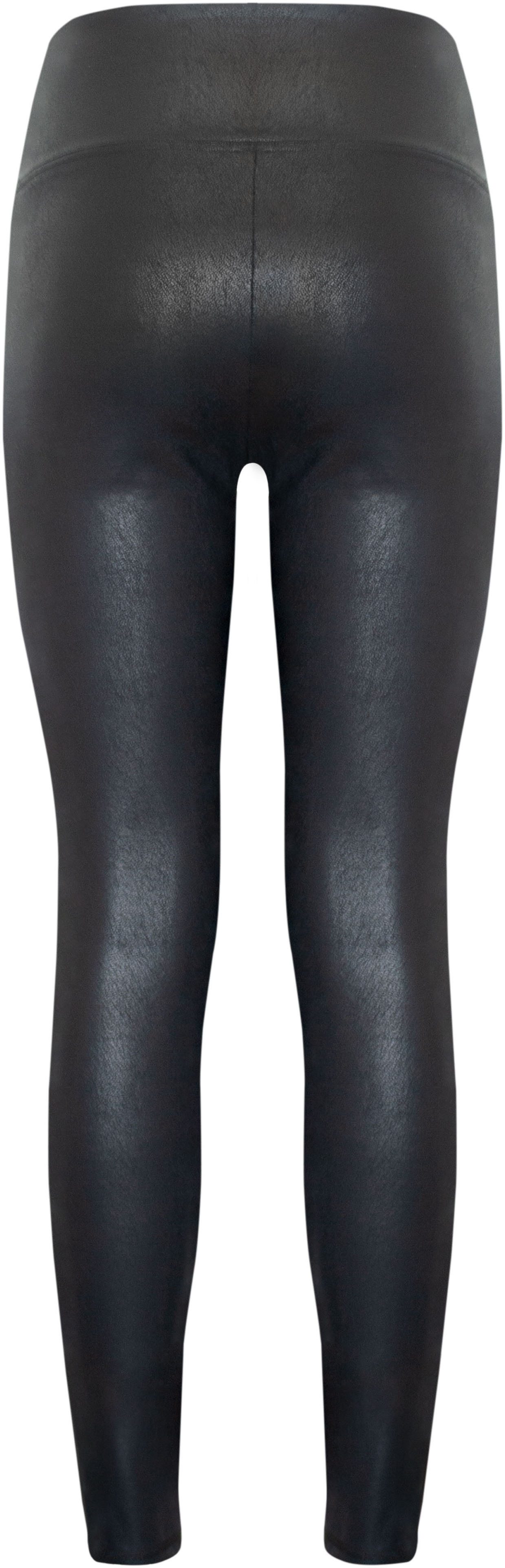 MAGIC Bodyfashion Leggings Leather Look Legging hoch tailliertes Design, keine vordere Mittelnaht