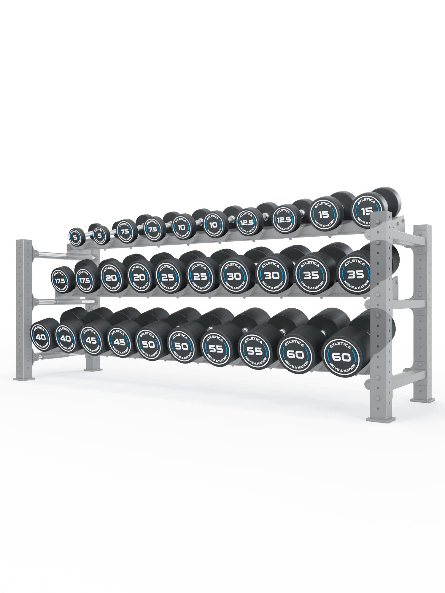 ATLETICA Kurzhantel Rundhanteln PRO, Set 6 - Complete, 5 - 60kg, mit Add-on-Flex Plates