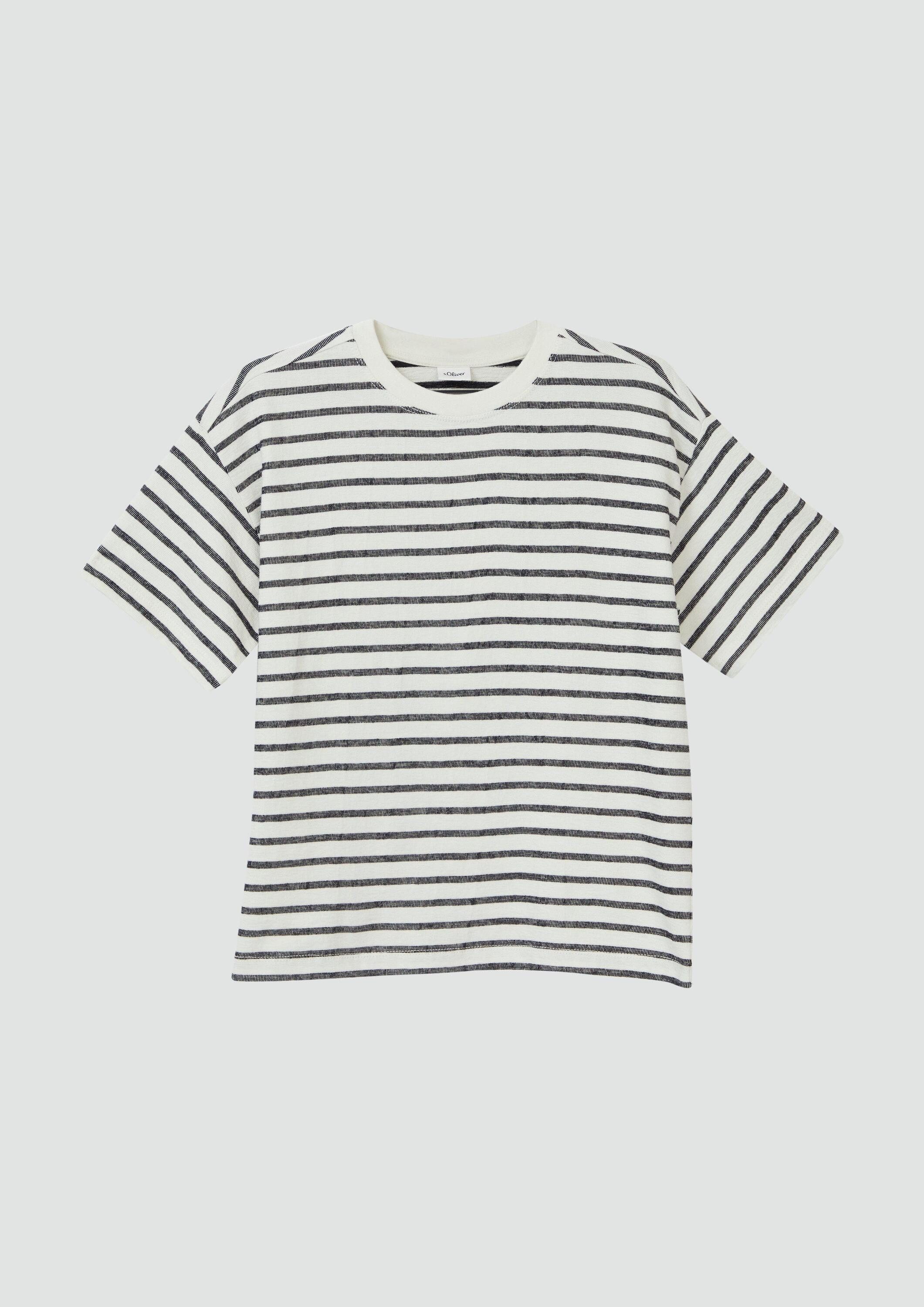 s.Oliver Kurzarmshirt T-Shirt Strukturiertes Oversize-T-Shirt mit Streifenmuster