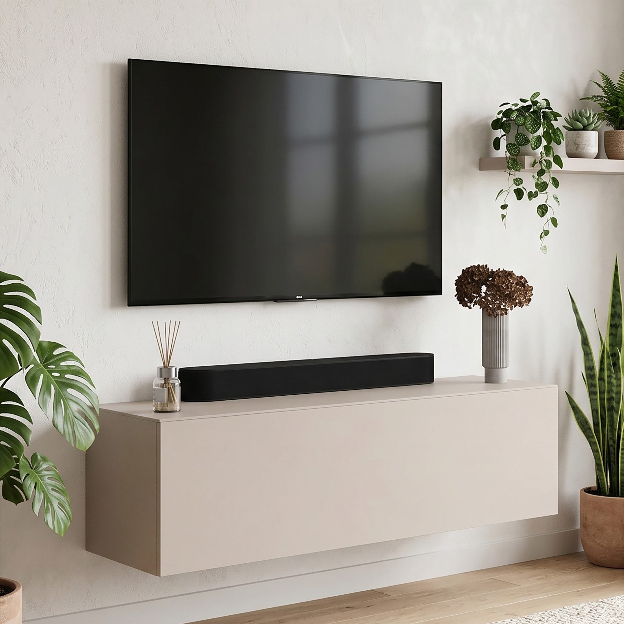 Planetmöbel TV-Schrank West TV-Board, Fernsehtisch 100 cm lang, TV-Lowboard (für Fernseher bis 55 Zoll, TV Schrank viel Stauraum, 1-St., sideboard hängend, Fernsehschrank 100 x 30 x 37,5 cm) kaschmir