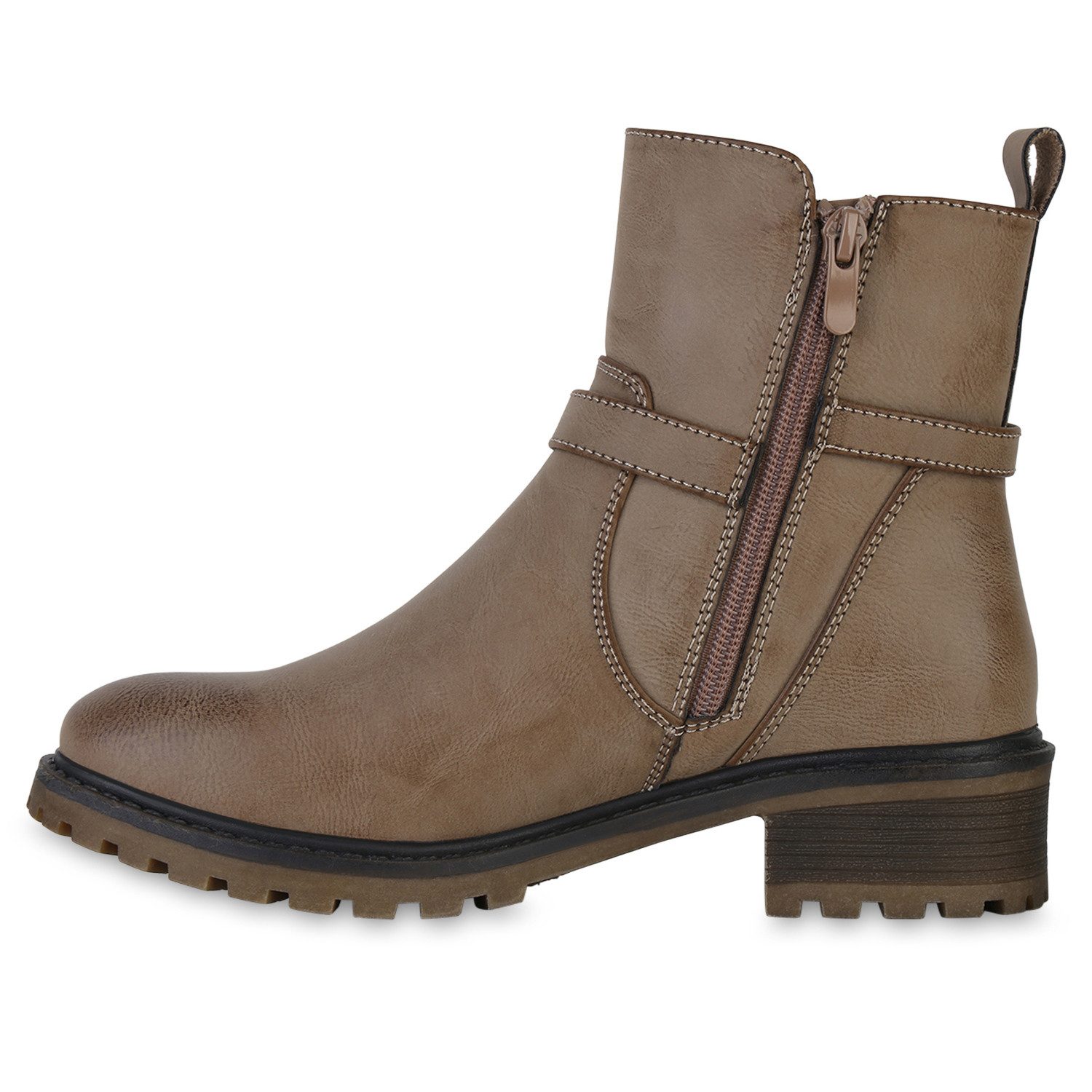 VAN HILL 841336 Bikerboots Damen Leicht Gefütterte Biker Boots Stiefeletten günstig online kaufen