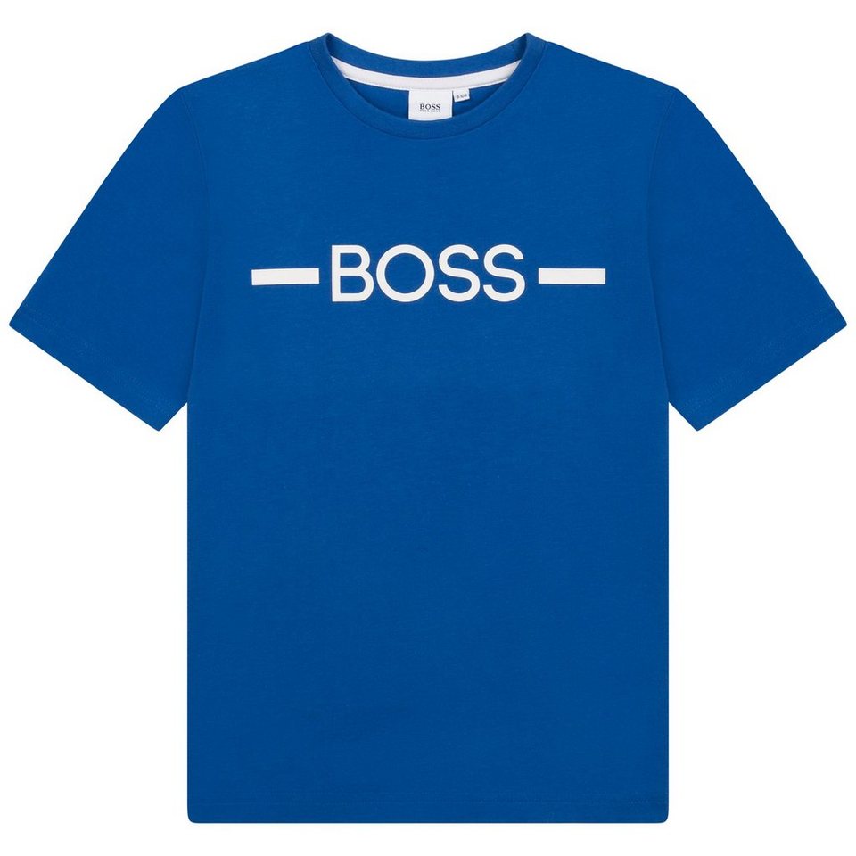 BOSS T-Shirt Hugo Boss Kinder T-Shirt mit kontrastierendem Flock Logo auf  der Brust