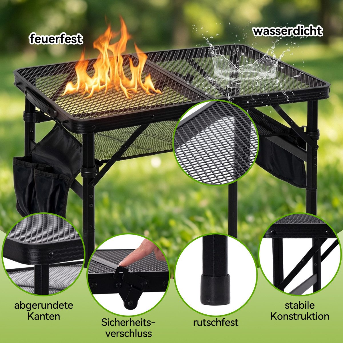 SEHAUSEU Campingtisch klappbar Klapptisch höhenverstellbarer Grilltisch