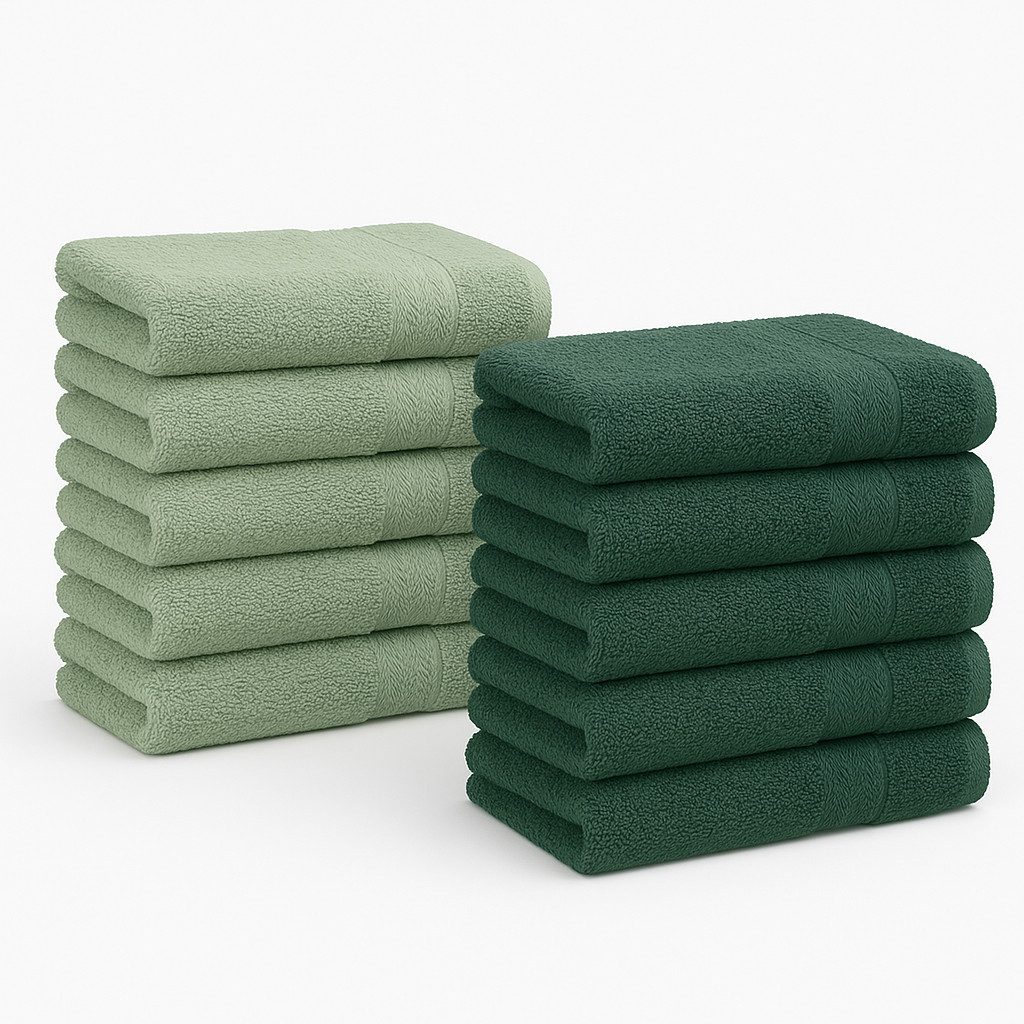 Betz Gästehandtücher 10 Stück Premium Gästetuch Set 30x50 cm heugrün und tannengrün, (10-St)