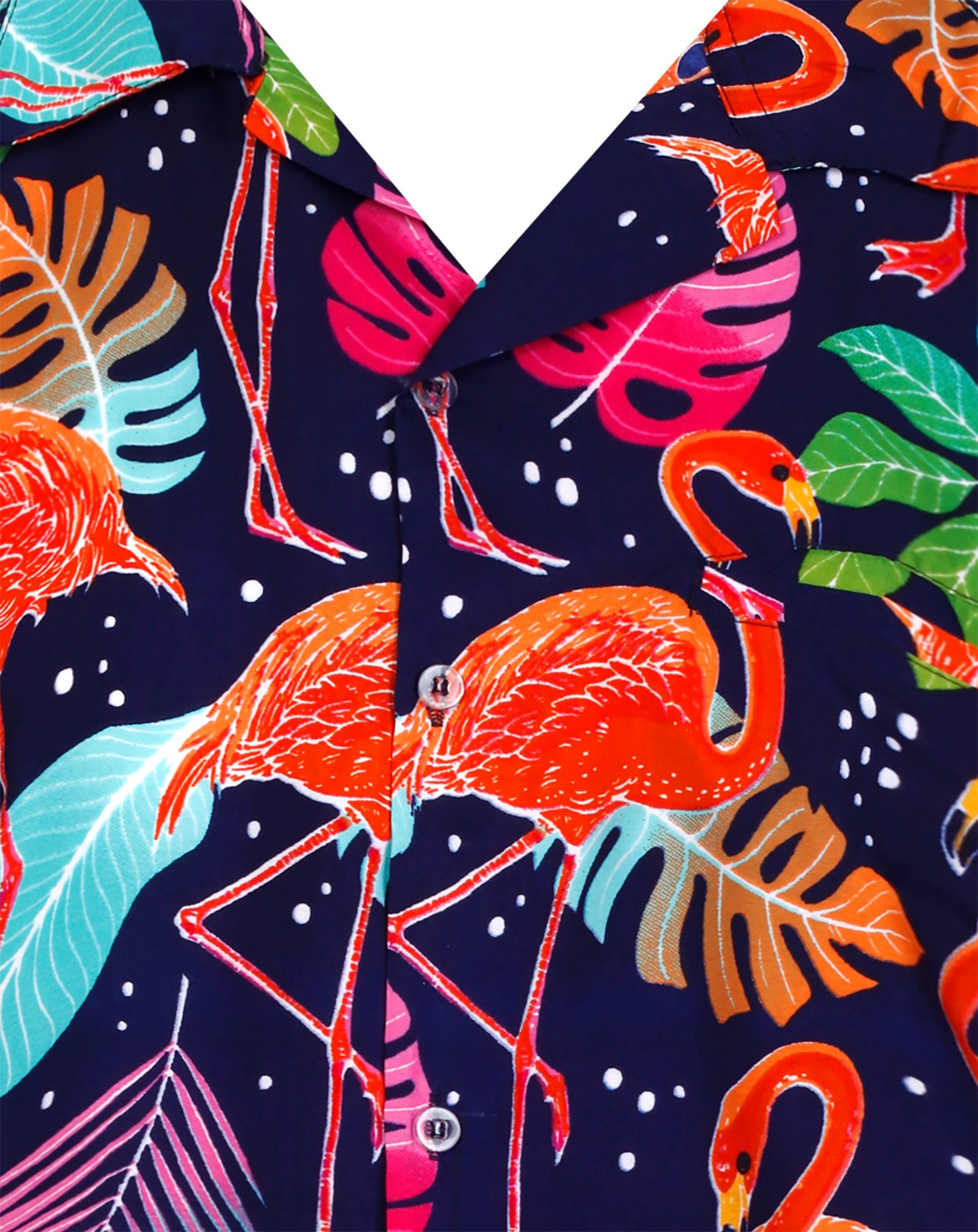 King Kameha Hawaiihemd Funky Flamingos Hawaii-Hemd Kurzarm Front-Tasche Stylish Unisex
