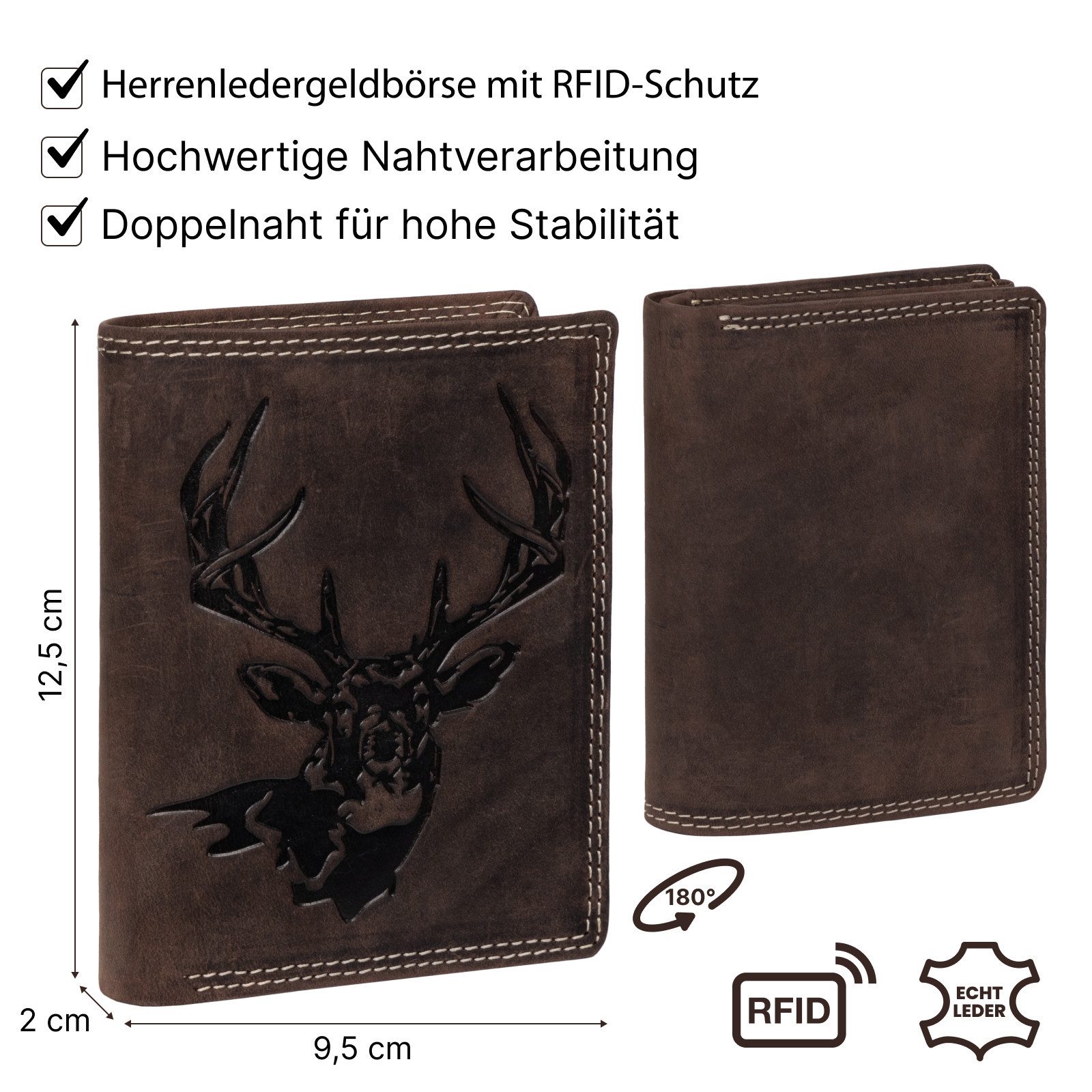 EAAKIE Geldbörse RFID Büffel Echt Leder Geldbörse Portemonnaie Herren mit Motiv, RFID Schutz – Bild 3 von 5