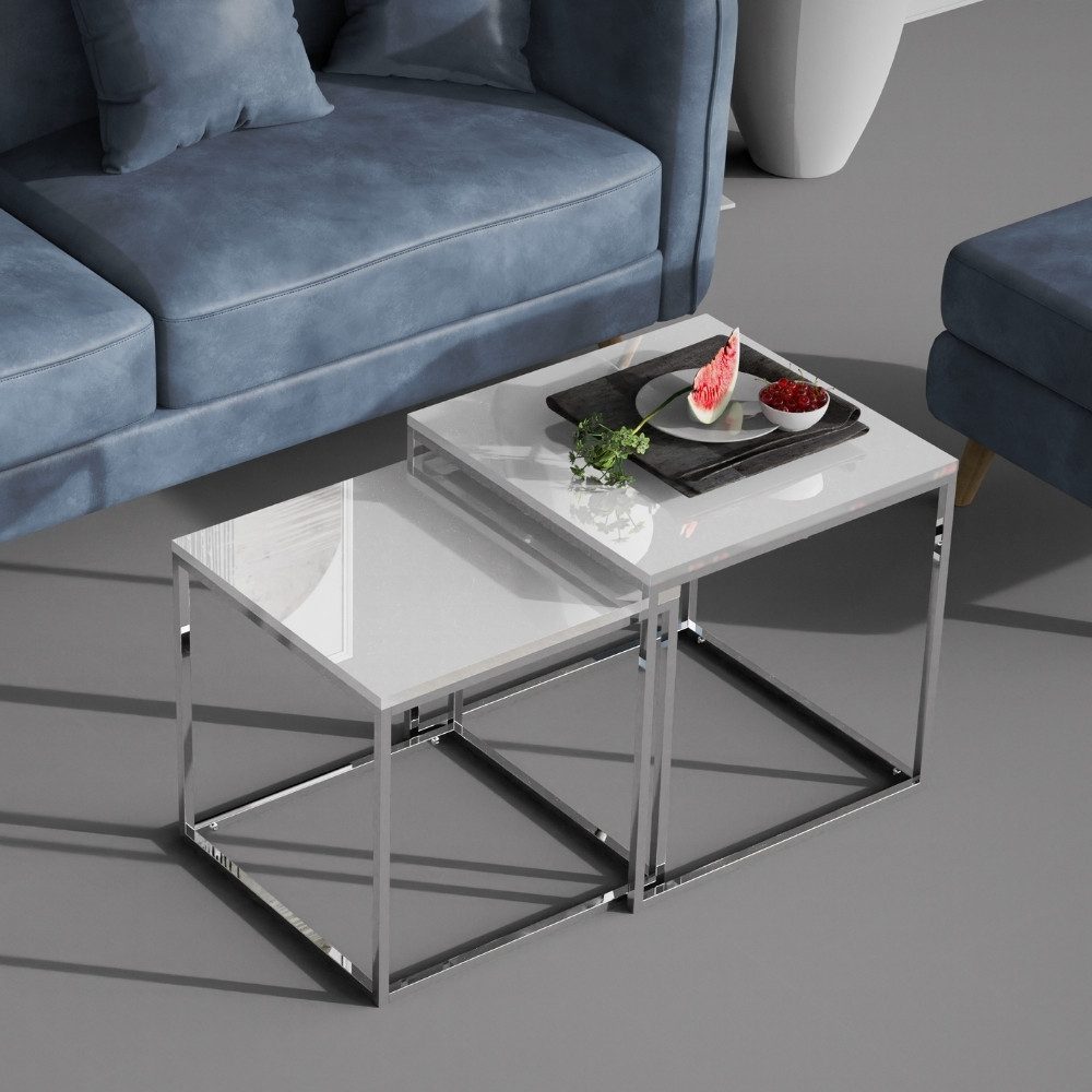 LebensWohnArt Beistelltisch 2er Set Design Beistelltisch günstig online kaufen