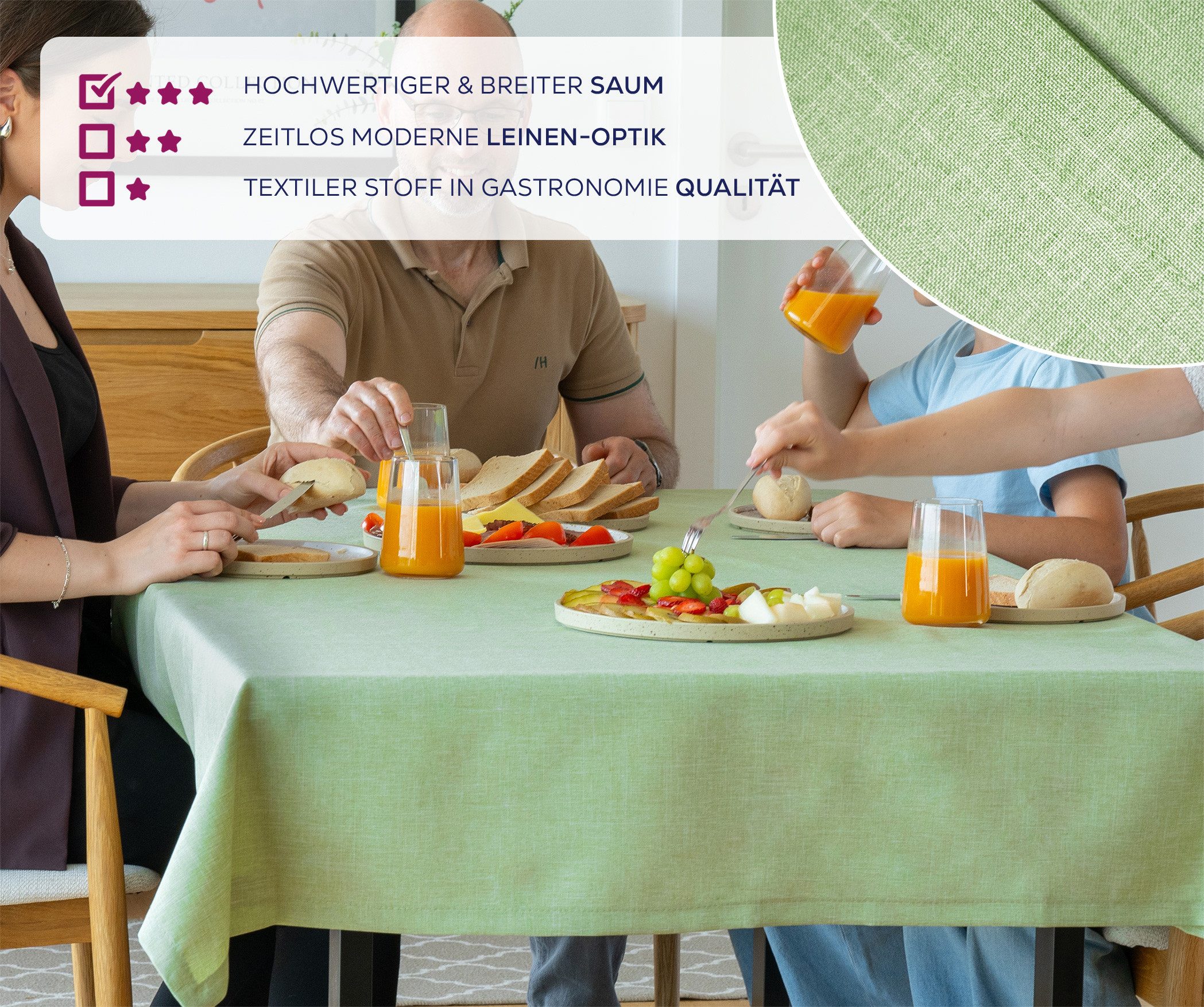 Beautex Tischdecke Fleckenabweisende bügelfreie Tischdecke mit Lotuseffekt, Leinenoptik (1-tlg) – Bild 4 von 5