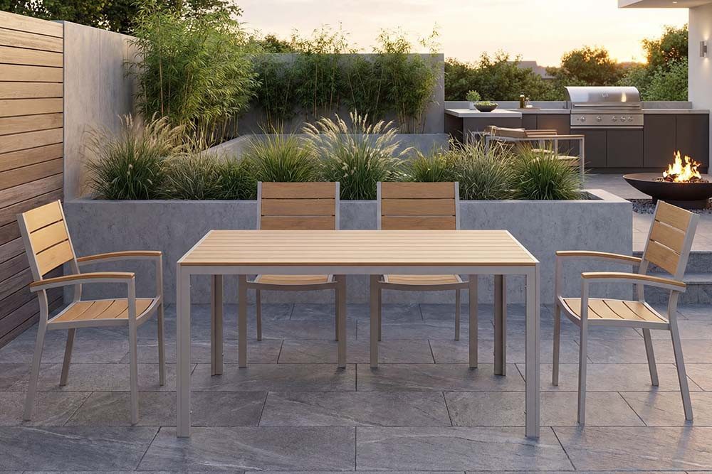 riess-ambiente Gartentisch DESIGNO 150cm natur / greige (Einzelartikel, 1-St), wetterfest · Aluminium · Outdoor · Terrasse · bis 4 Personen · Design