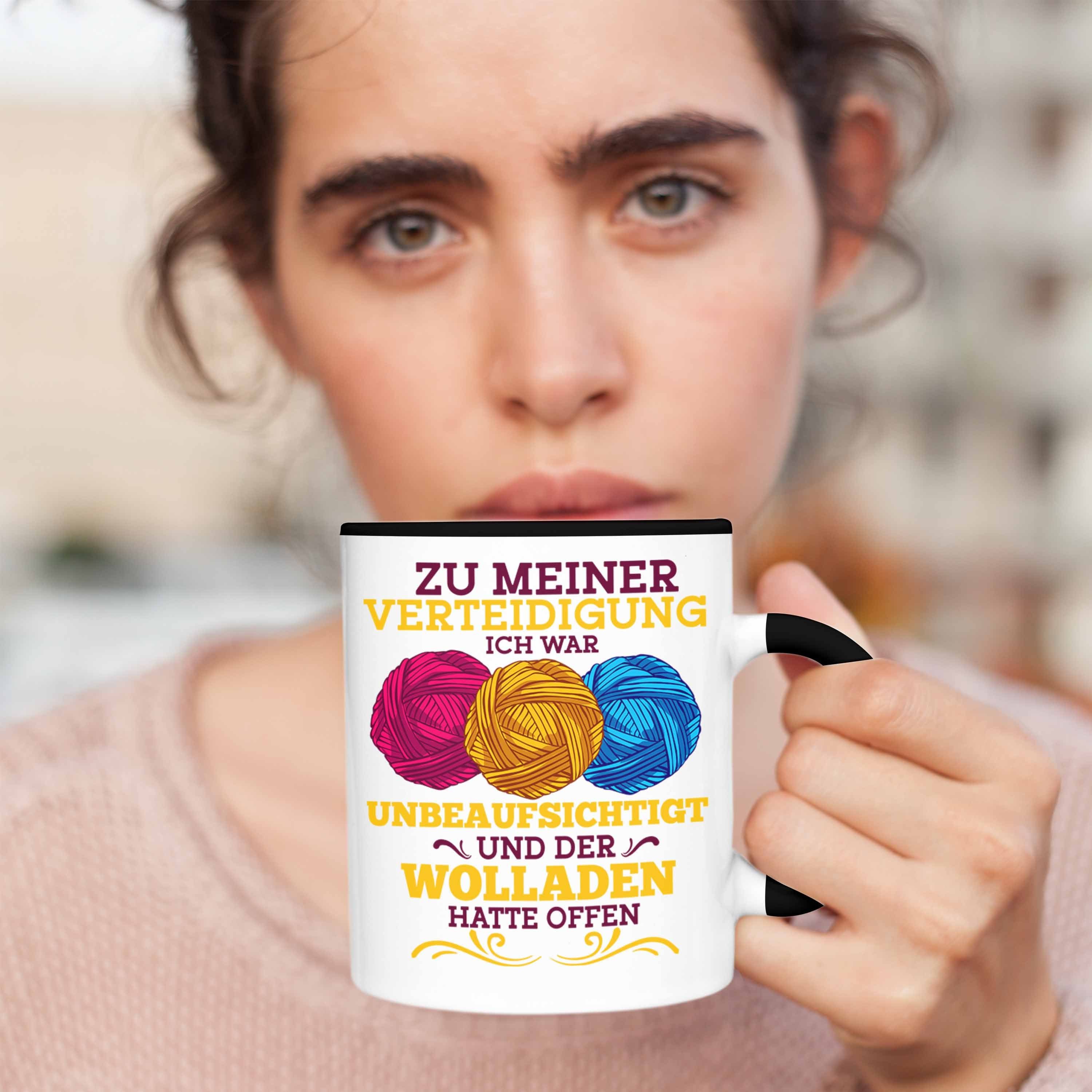 Oma Strick Tasse Stricken Trendation Häkel-Tasse Rentne Geschenk Schwarz Lustige Häkeln Spruch