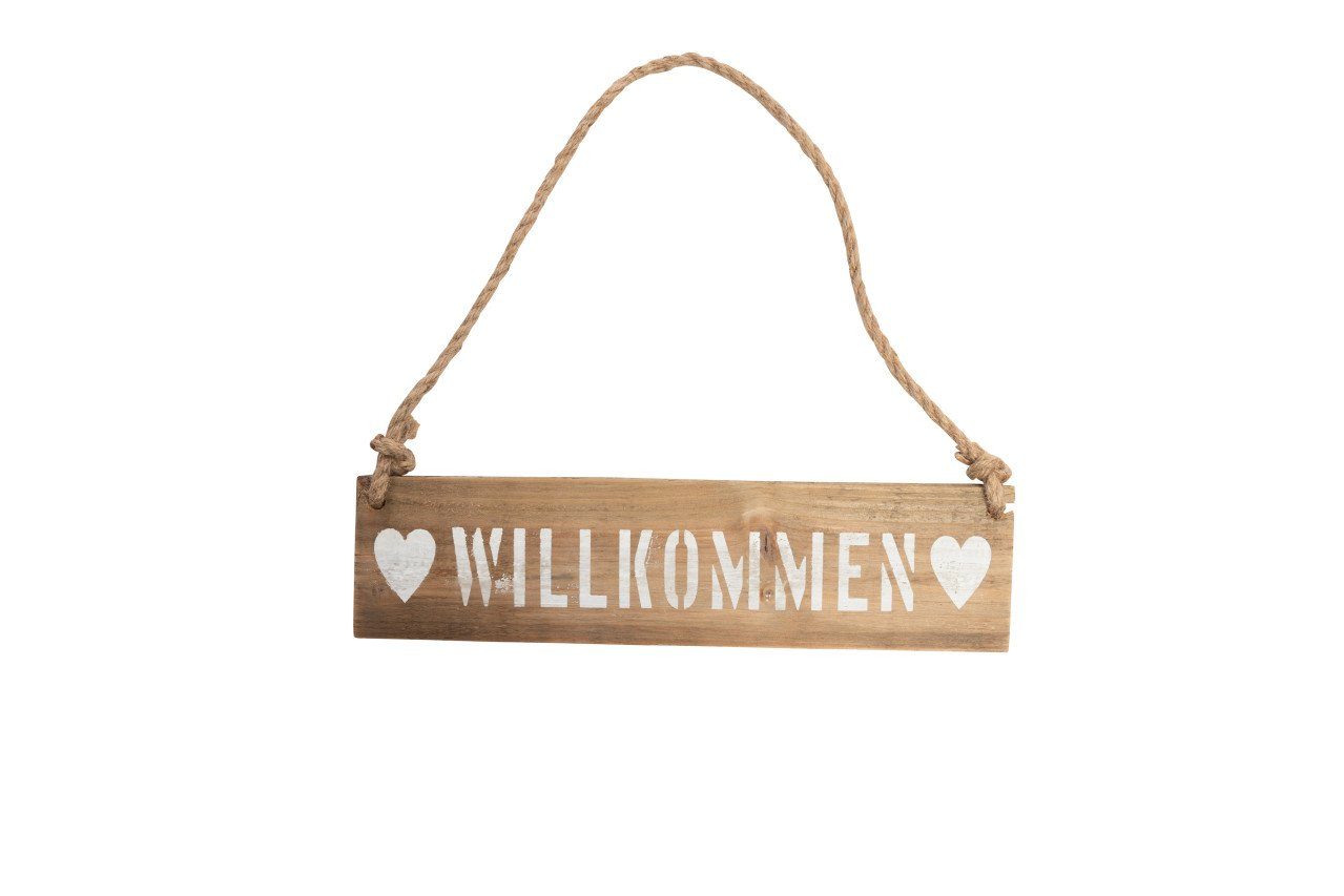 Imkerei Freese Dekofigur Freese Holz-Schild Willkommen waagerecht, braun