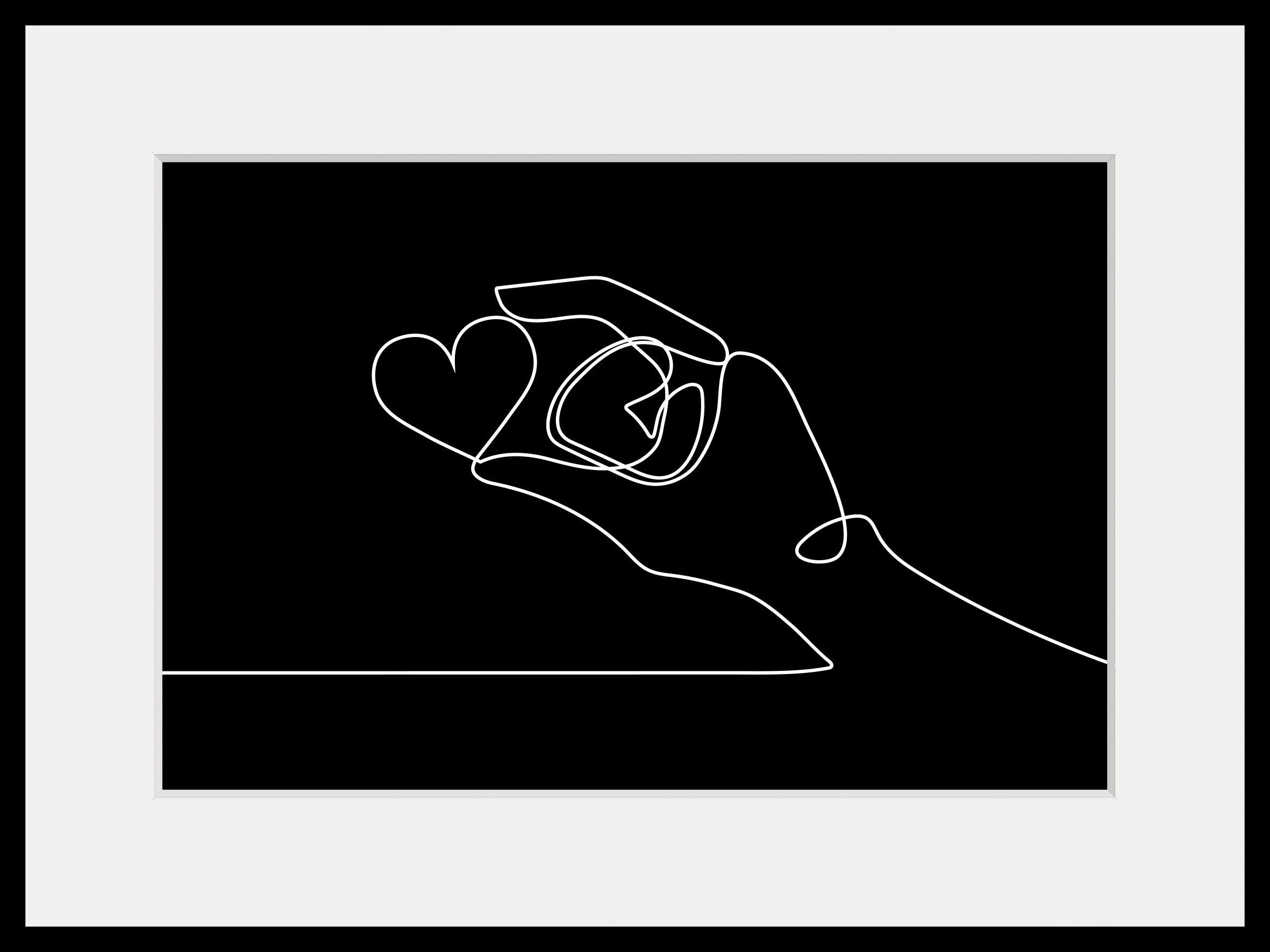 queence Bild Romeo, Herzbilder, Herzen, Kunst, Schwarz-Weiß (1 St), HD Premium Плакат-Druck inkl. Holzrahmen