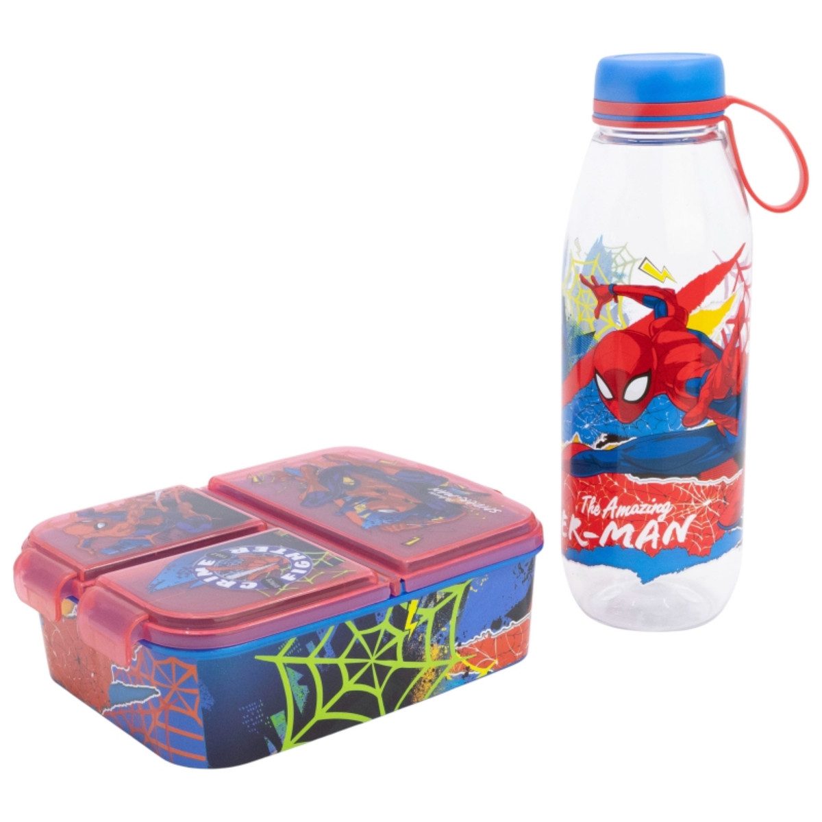 Spiderman Lunchbox Kinder Lunch Set Adventure Flasche 650 ml und Snackbox, (2-tlg)