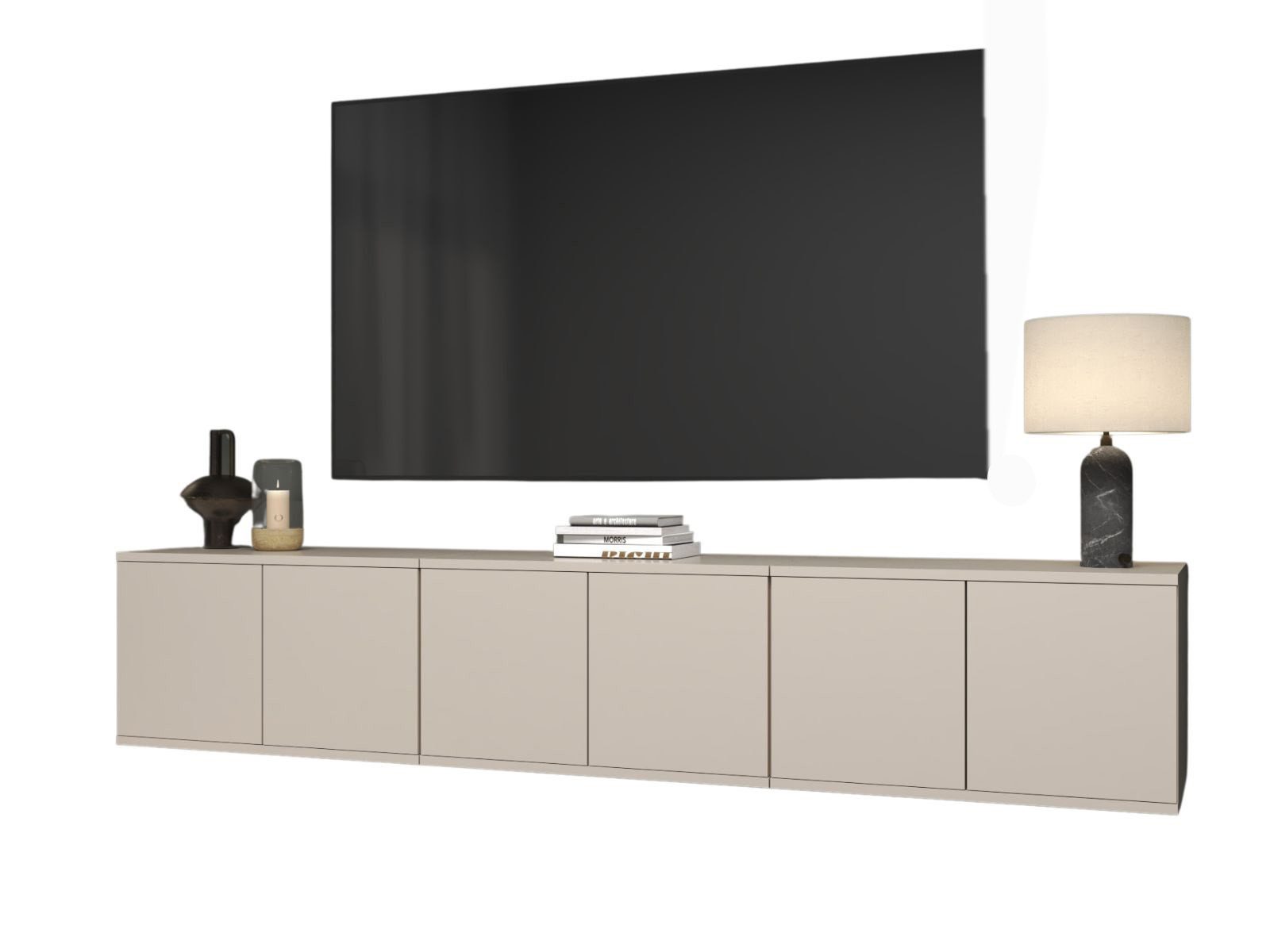 Compleo TV-Schrank 210 cm breit, TV-Lowboard kaschmir, klassisches Design