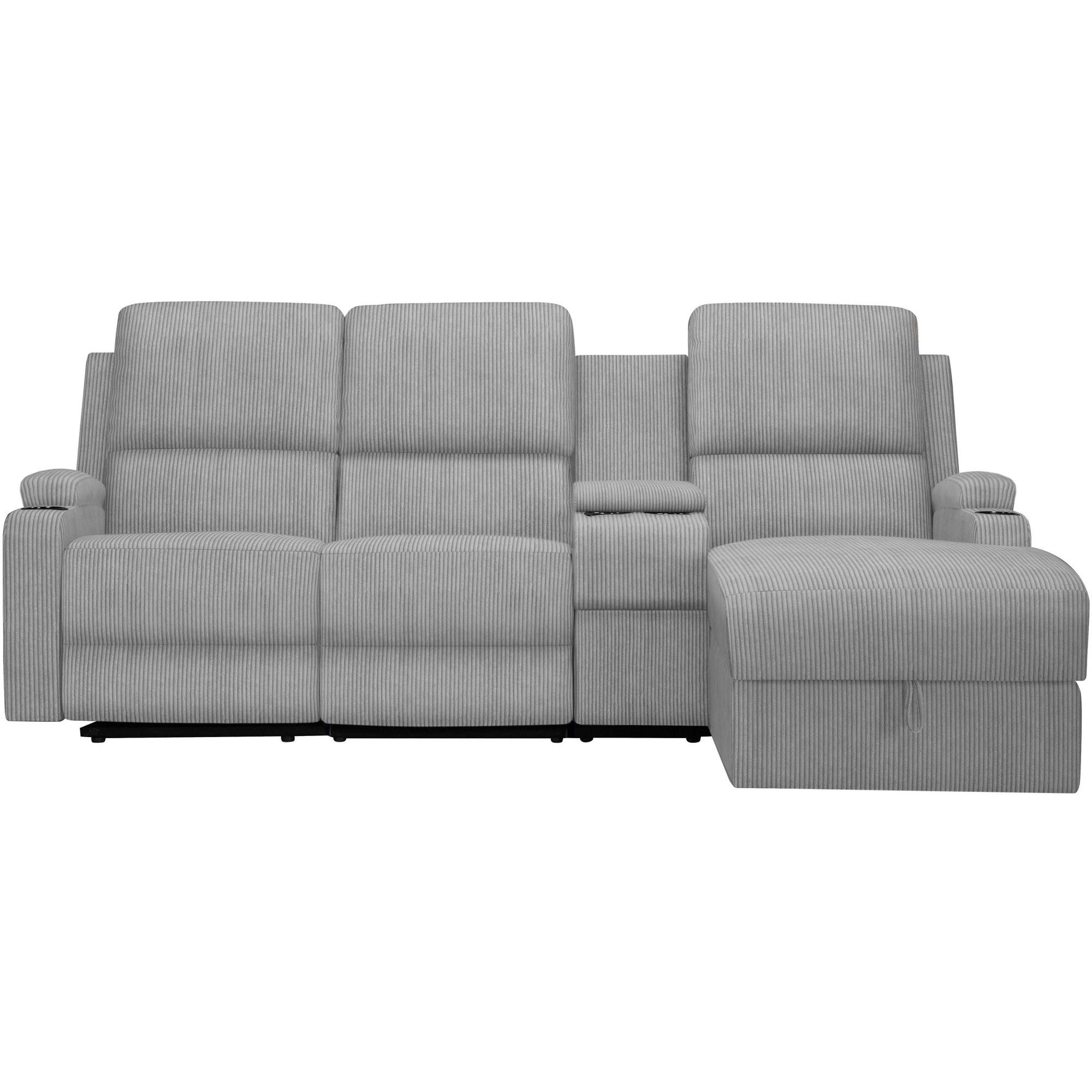 OTTO home Ecksofa NAPORI Multimediasofa, 3er Kinosessel XXL, L-Form, Cord, Kinosofa mit Relaxfunktion, Getränkehalter, Staufach und Staukasten