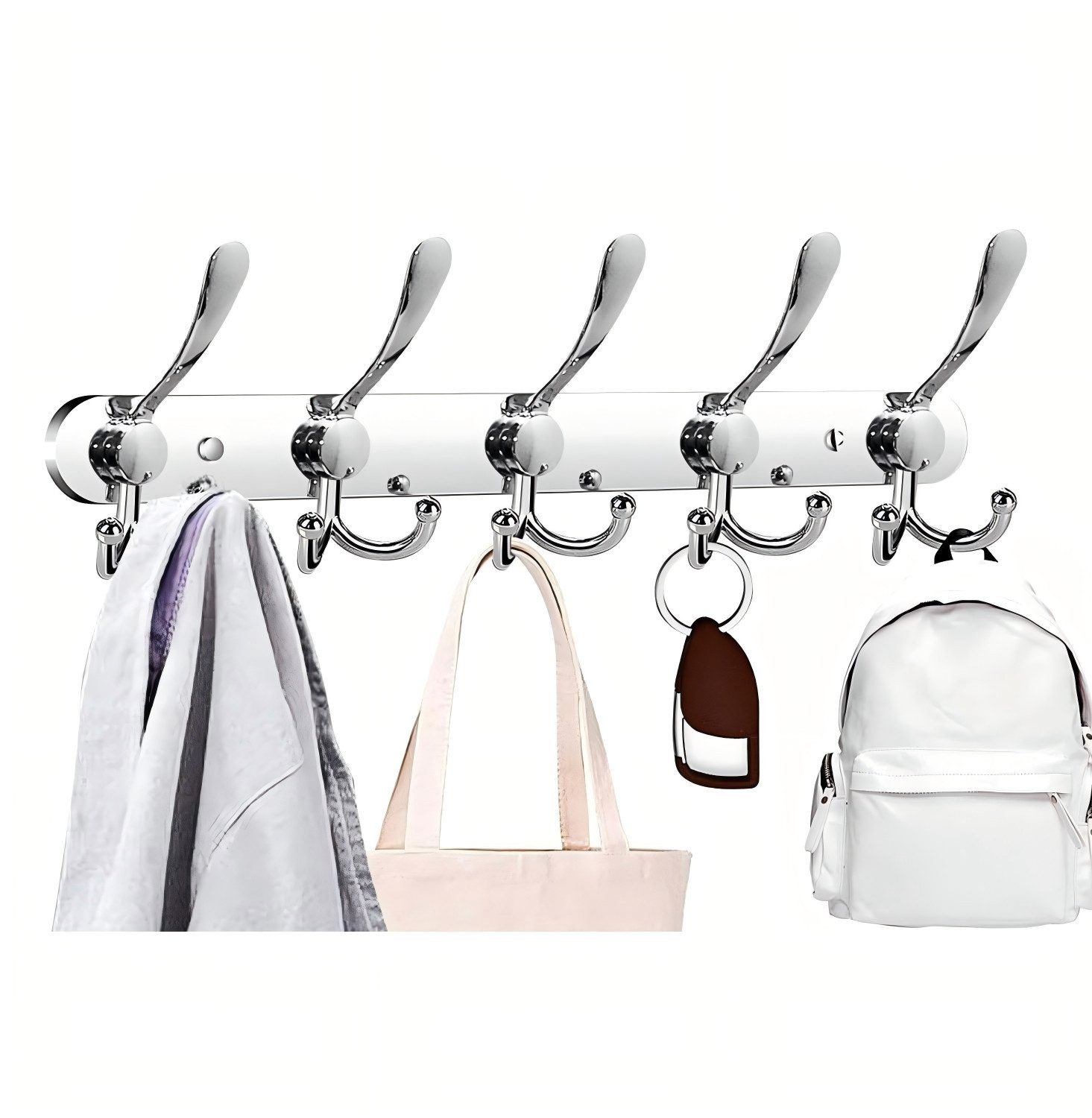 Refined Living Garderobenhaken Garderobenleiste Wand,Handtuchhaken,Hakenleiste,Türhaken,mit 15 Haken (Garderobenleiste Wandmontage, Kleiderhaken Wand, Garderobenhaken Edelstahl, Kleiderhakenleiste Schwarz Matt/Silber, Jackenhalter Wandmontage, Flur Garderobe Wand, mit 15 Haken Edelstahl Rostfrei, Mehr Kapazität, 1 St., Hohe Tragkraft, Wandgarderobe für Mantel, Handtuch, Hut, Tasche), Langlebig & robust,für Flur Küche Bad Schlafzimmer,Büro,Wohnzimmer