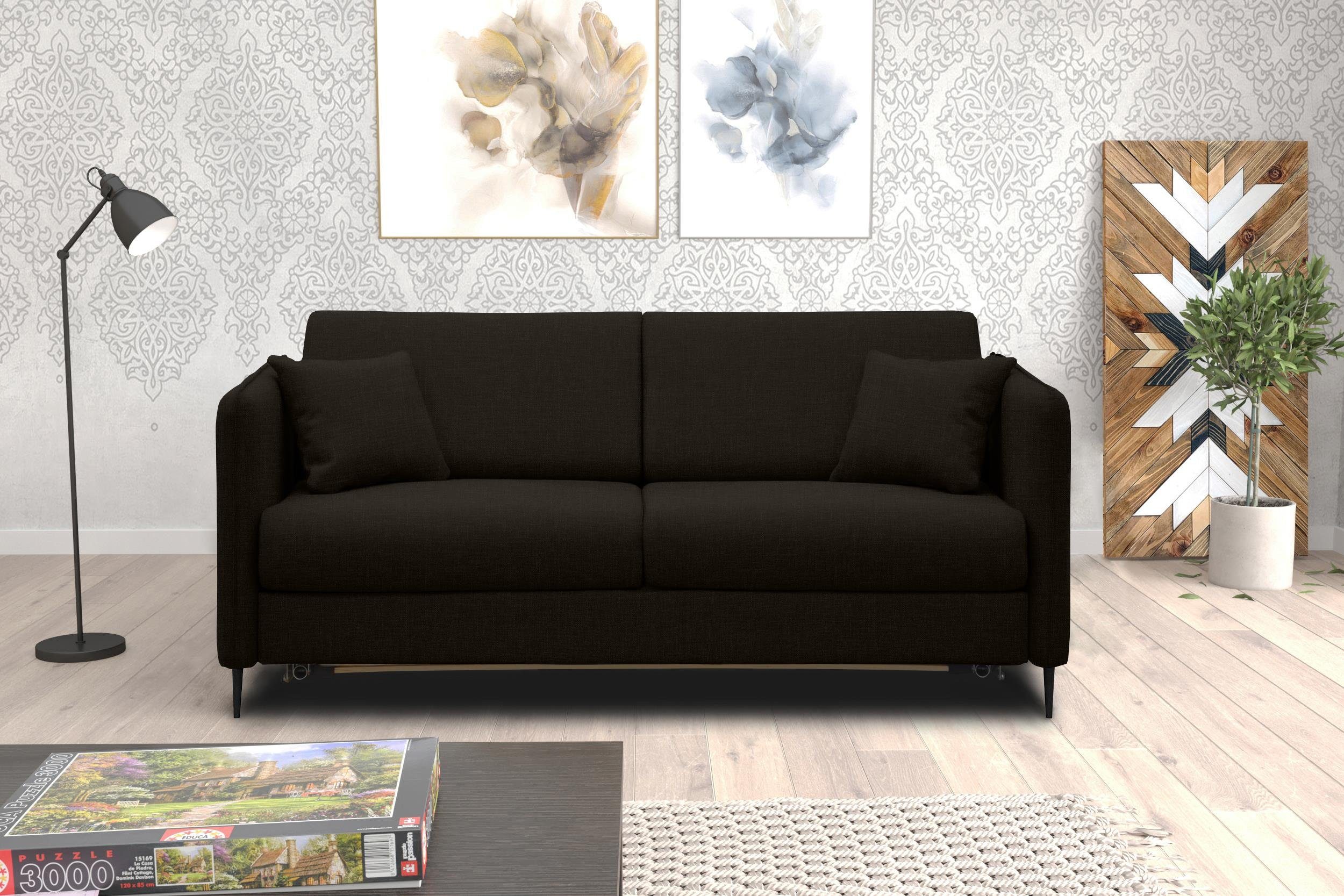 im Design, Modern mit Metall frei 2-Sitzer, Sofa, Raum Arnold, Bettfunktion, stellbar, 3-Sitzer Stylefy