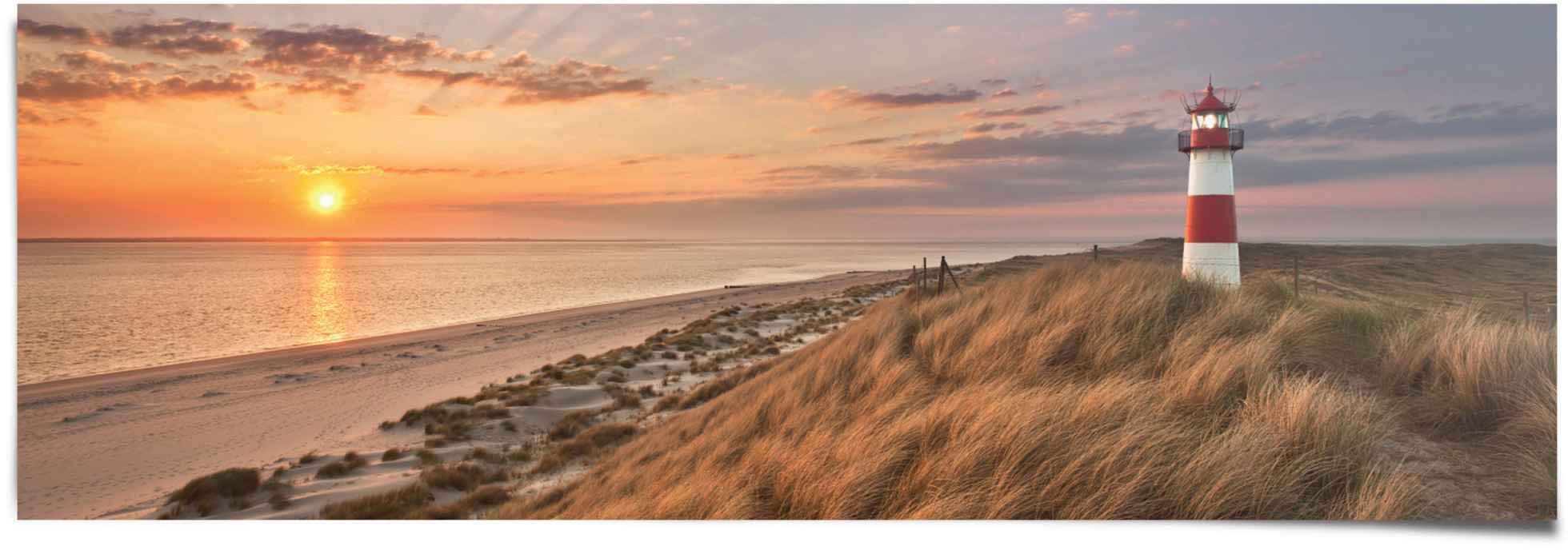 Sonnenuntergang, (1 Leuchtturm Poster Reinders! St)