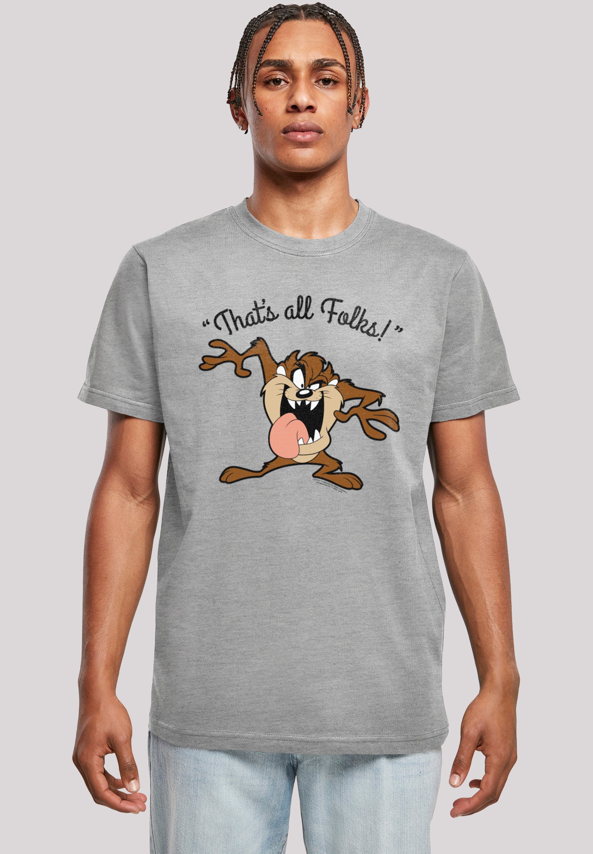 F4NT4STIC T-Shirt Looney Tunes Taz That's All Folks Print heather grey